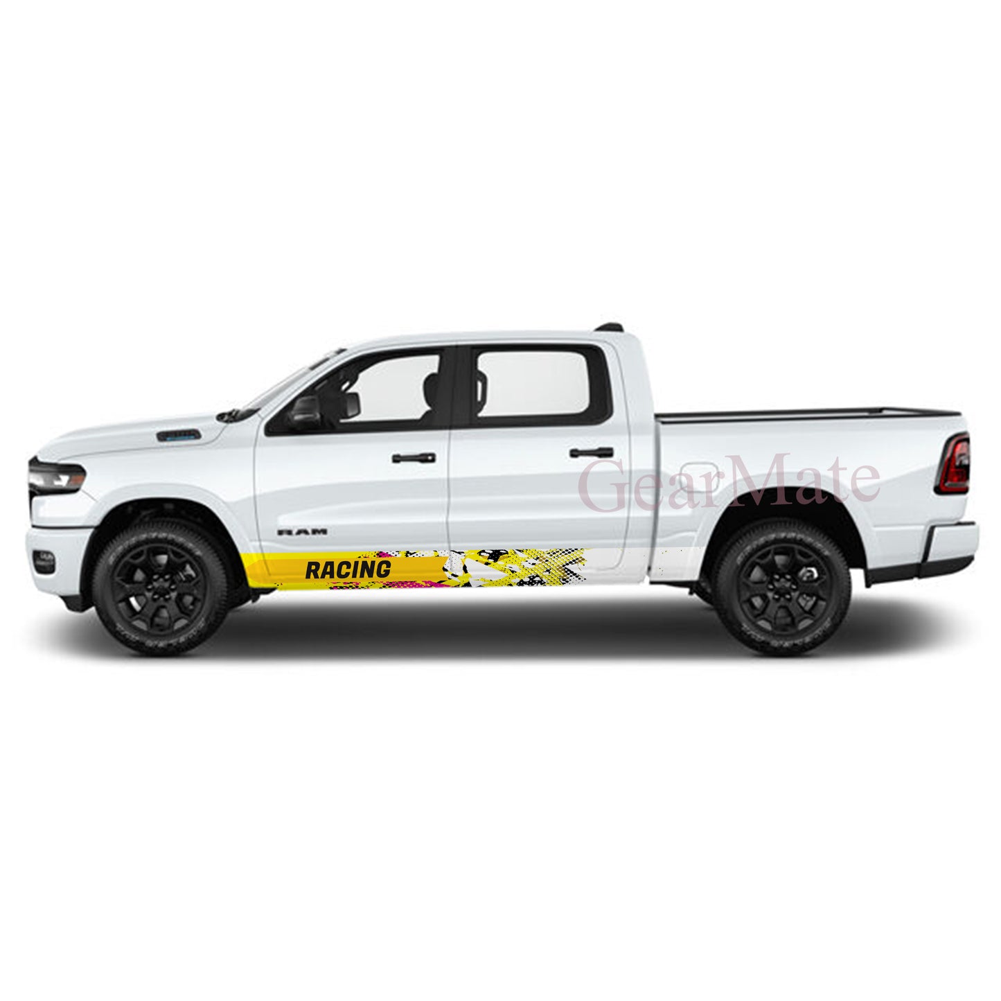 Racing Yellow Pink Panel Graphic Decal Kit (Left & Right Sides) - High Quality Vinyl for Trucks & SUVs