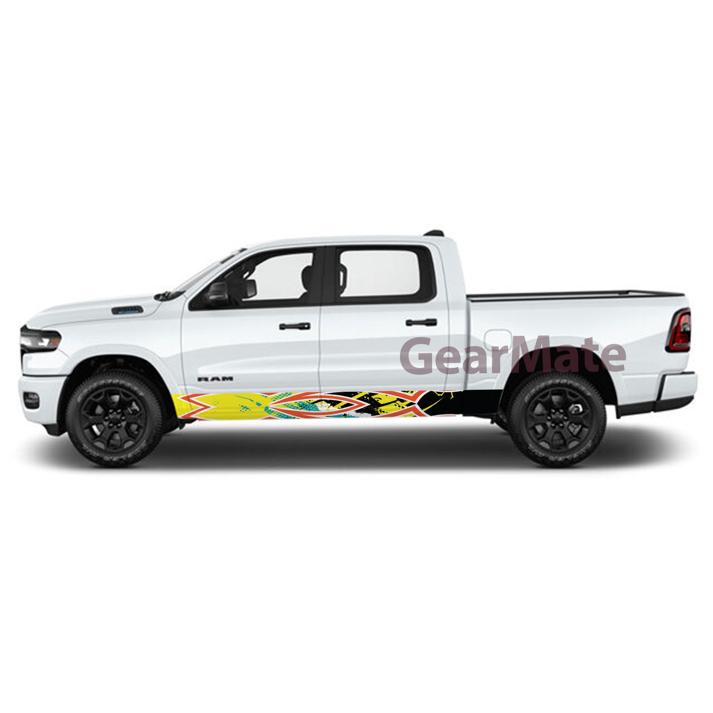 Racing Pinstripe Orange Yellow Rocker Panel Graphic Decal Kit (Left & Right Sides) - High Quality Vinyl for Trucks & SUVs