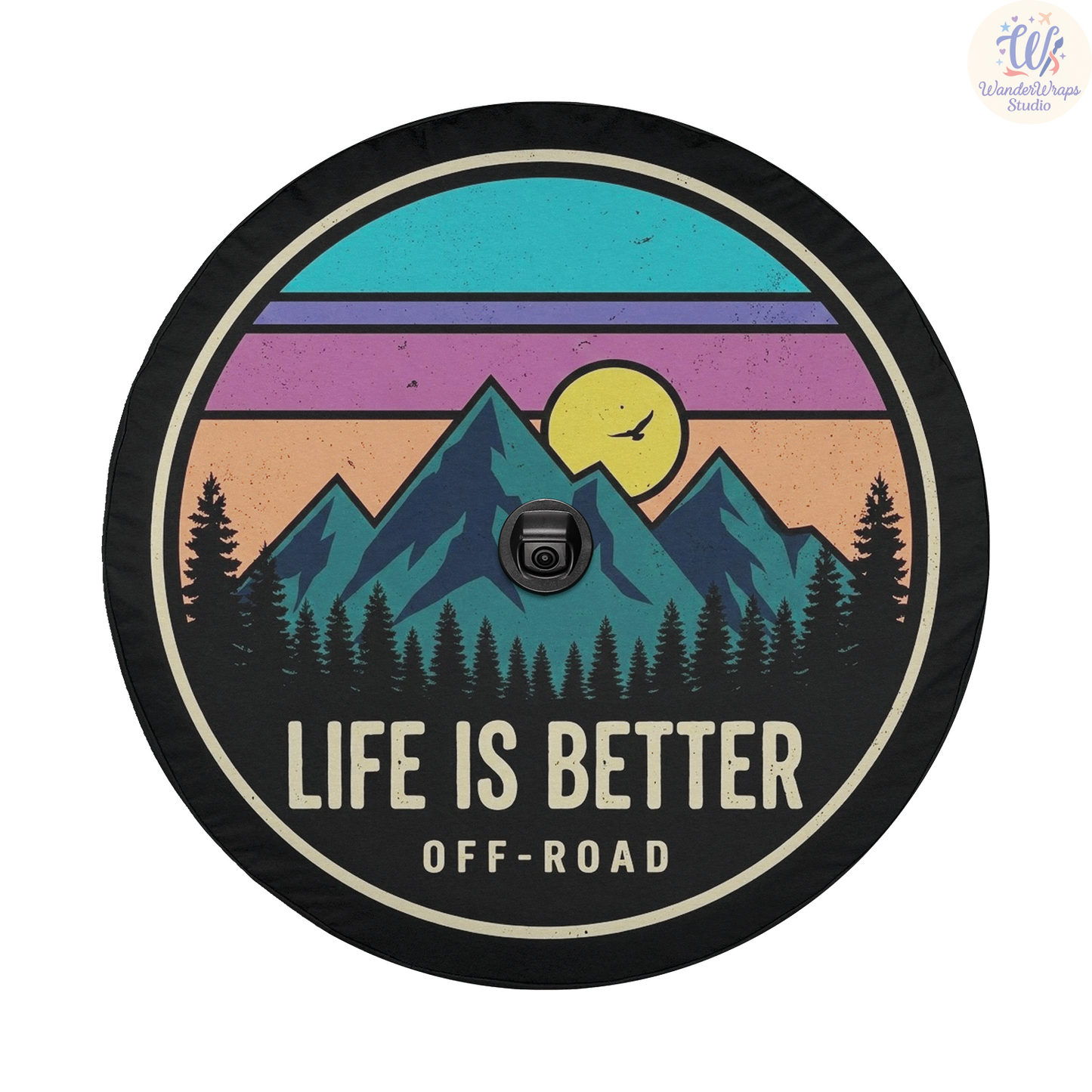 Life is Better Off Road Spare Tire Cover – Waterproof UV Resistant Protector with Camera Hole