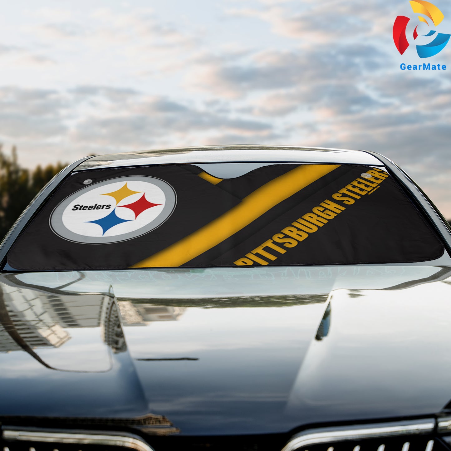Pittsburgh Steelers NFL Football Team Logo Reflective Car Sunshade – Premium Heat & UV Protection, Universal Fit