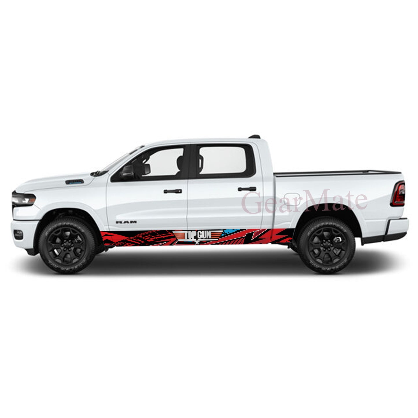 Racing RB Top Gun Rocker Panel Graphic Decal Kit (Left & Right Sides) - High Quality Vinyl for Trucks & SUVs