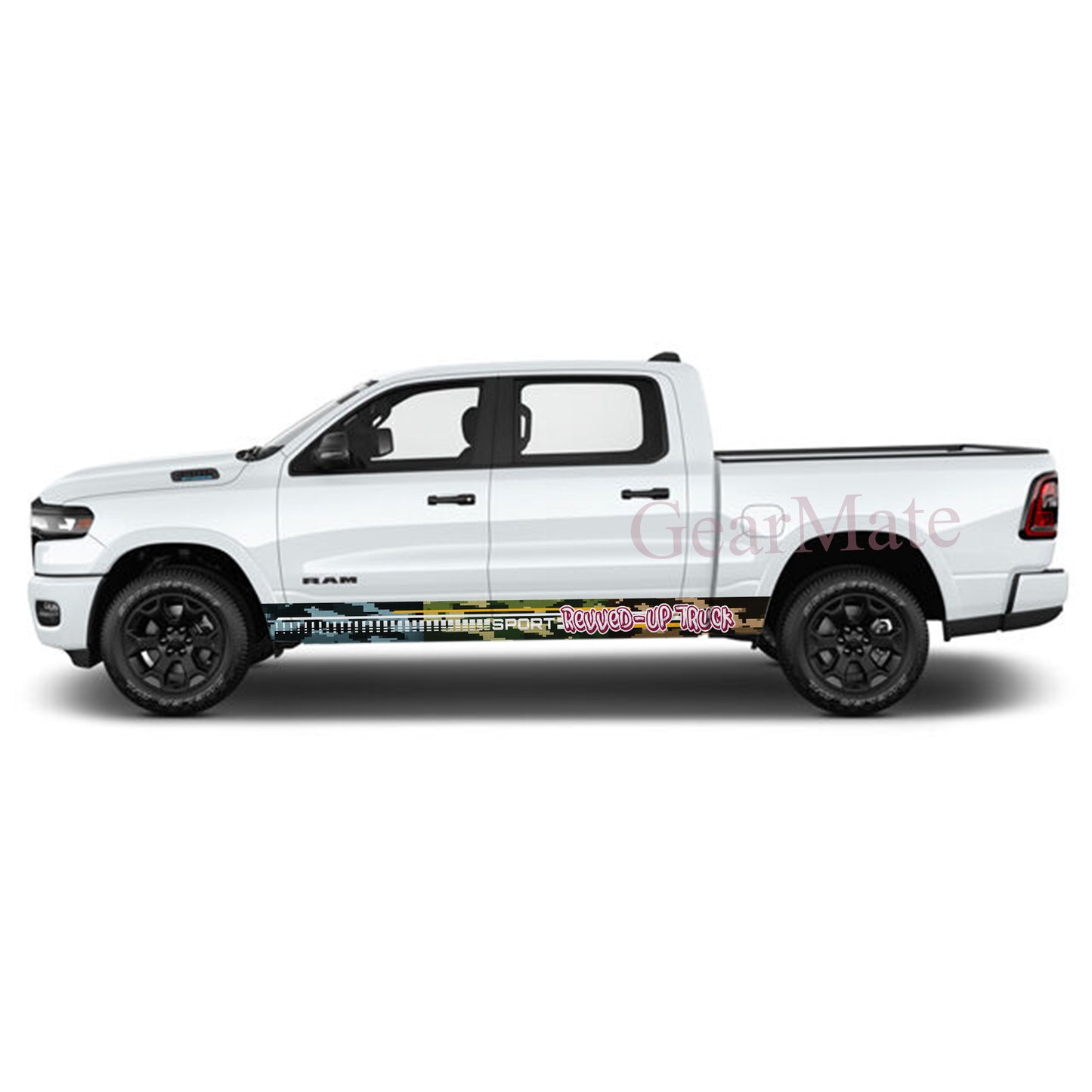 Revved-Up Truck Rocker Panel Graphic Decal Kit (Left & Right Sides) - High Quality Vinyl for Trucks & SUVs