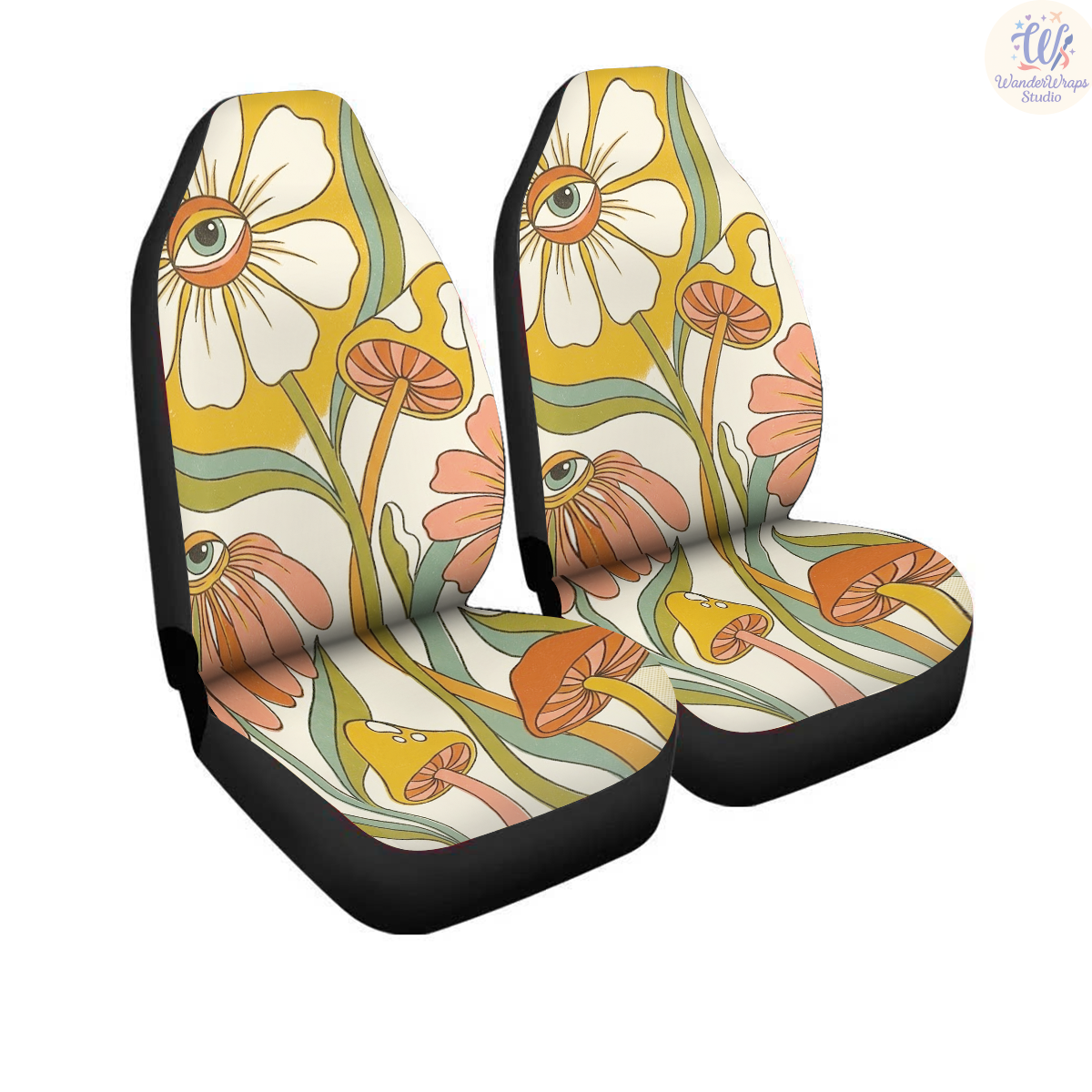 Groovy Garden Gaze Car Seat Covers – High Quality Graphic and Polar Fleece Protector Set