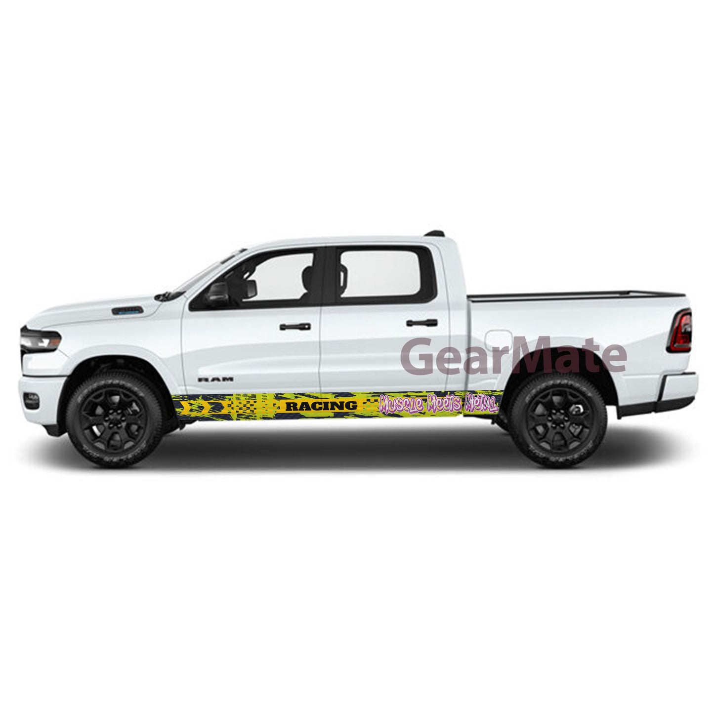 Muscle Meets Metal Rocker Panel Graphic Decal Kit (Left & Right Sides) - High Quality Vinyl for Trucks & SUVs
