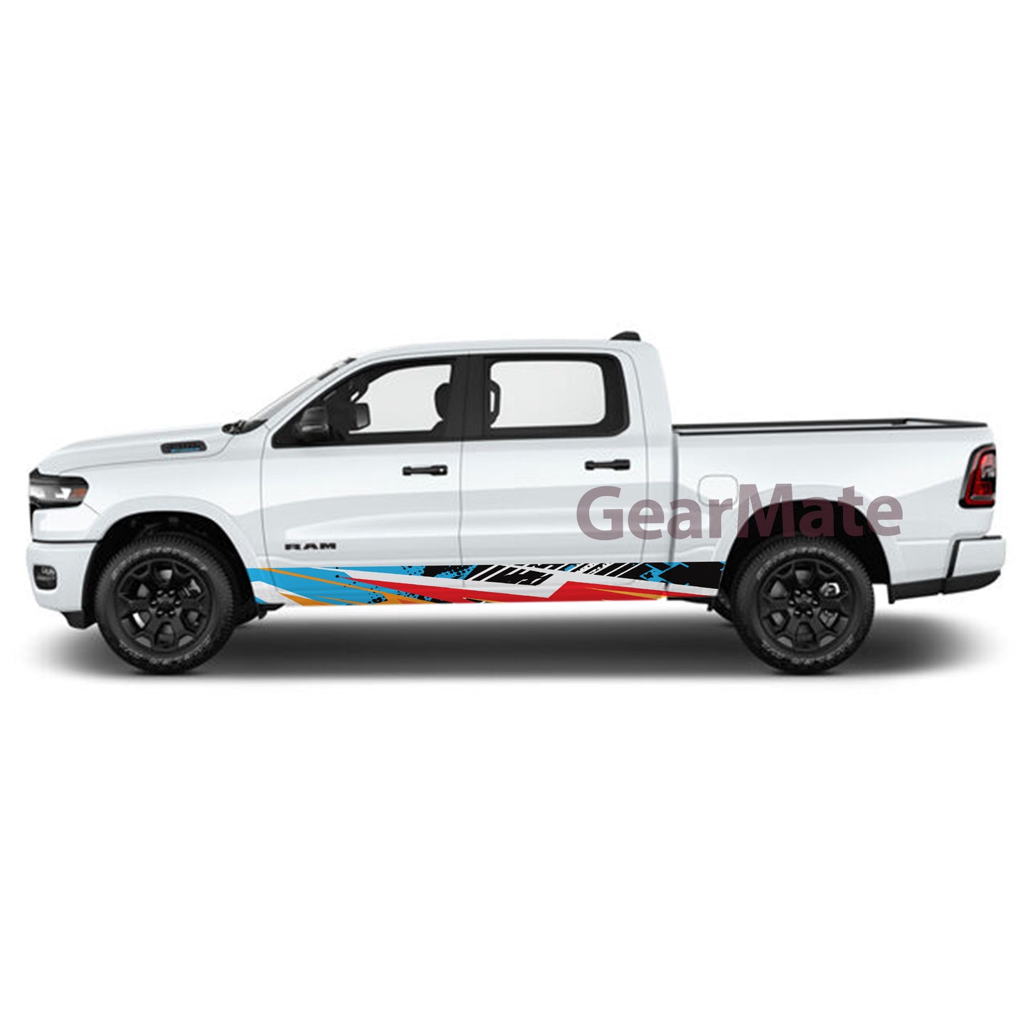 Racing Stripe Blue Rocker Panel Graphic Decal Kit (Left & Right Sides) - High Quality Vinyl for Trucks & SUVs