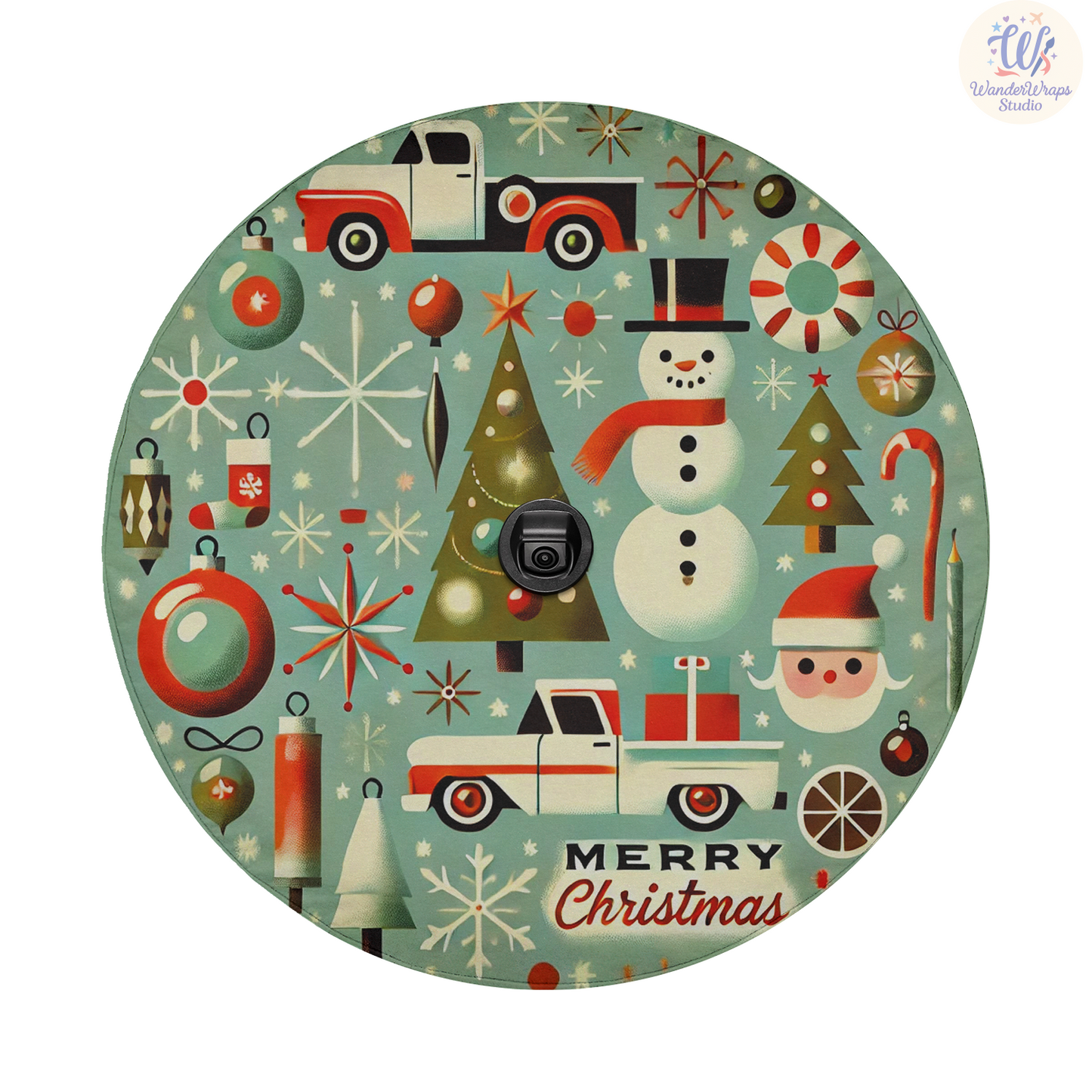 Retro Merry Christmas Spare Tire Cover – Waterproof UV Resistant Protector with Camera Hole