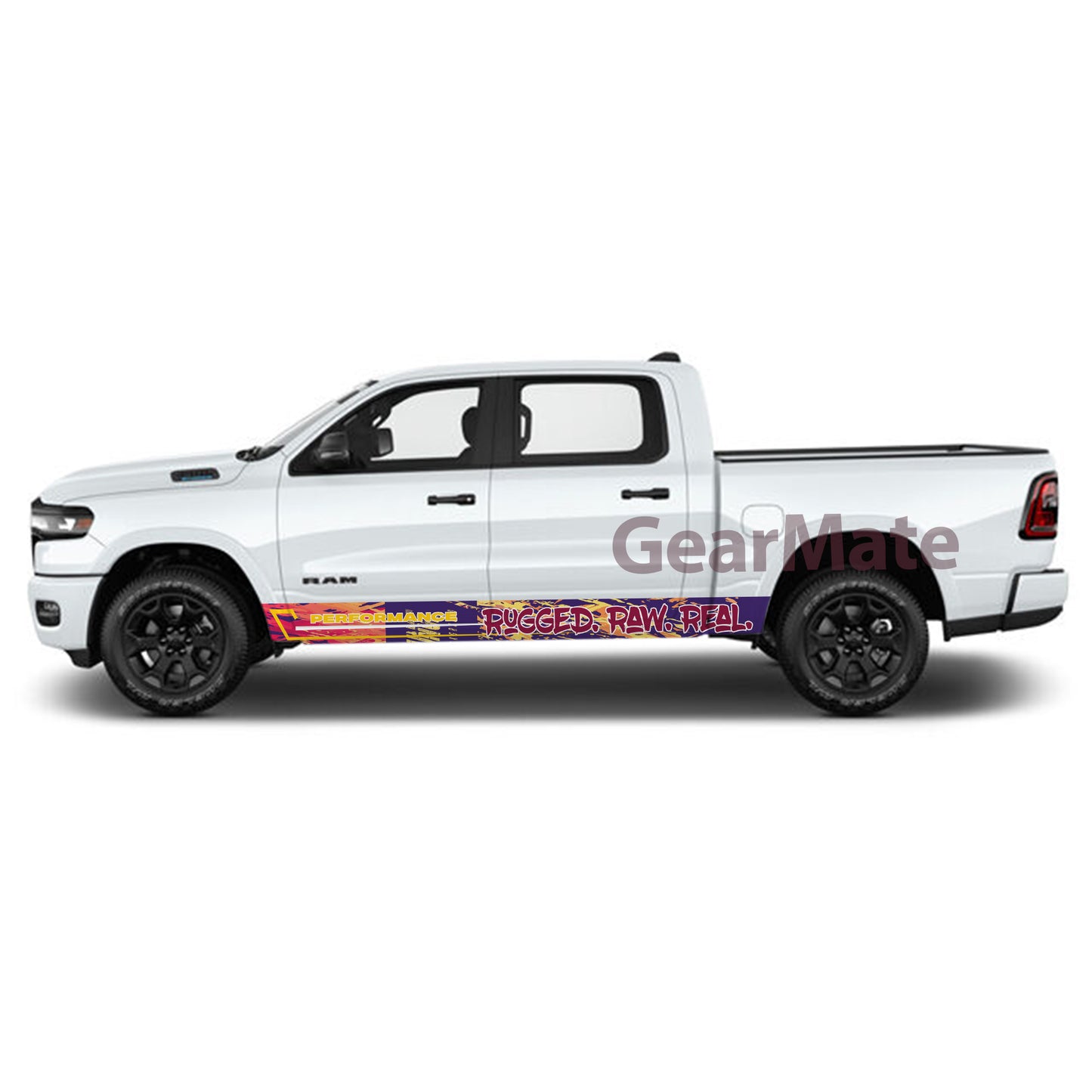 Rugged Raw Real Rocker Panel Graphic Decal Kit (Left & Right Sides) - High Quality Vinyl for Trucks & SUVs