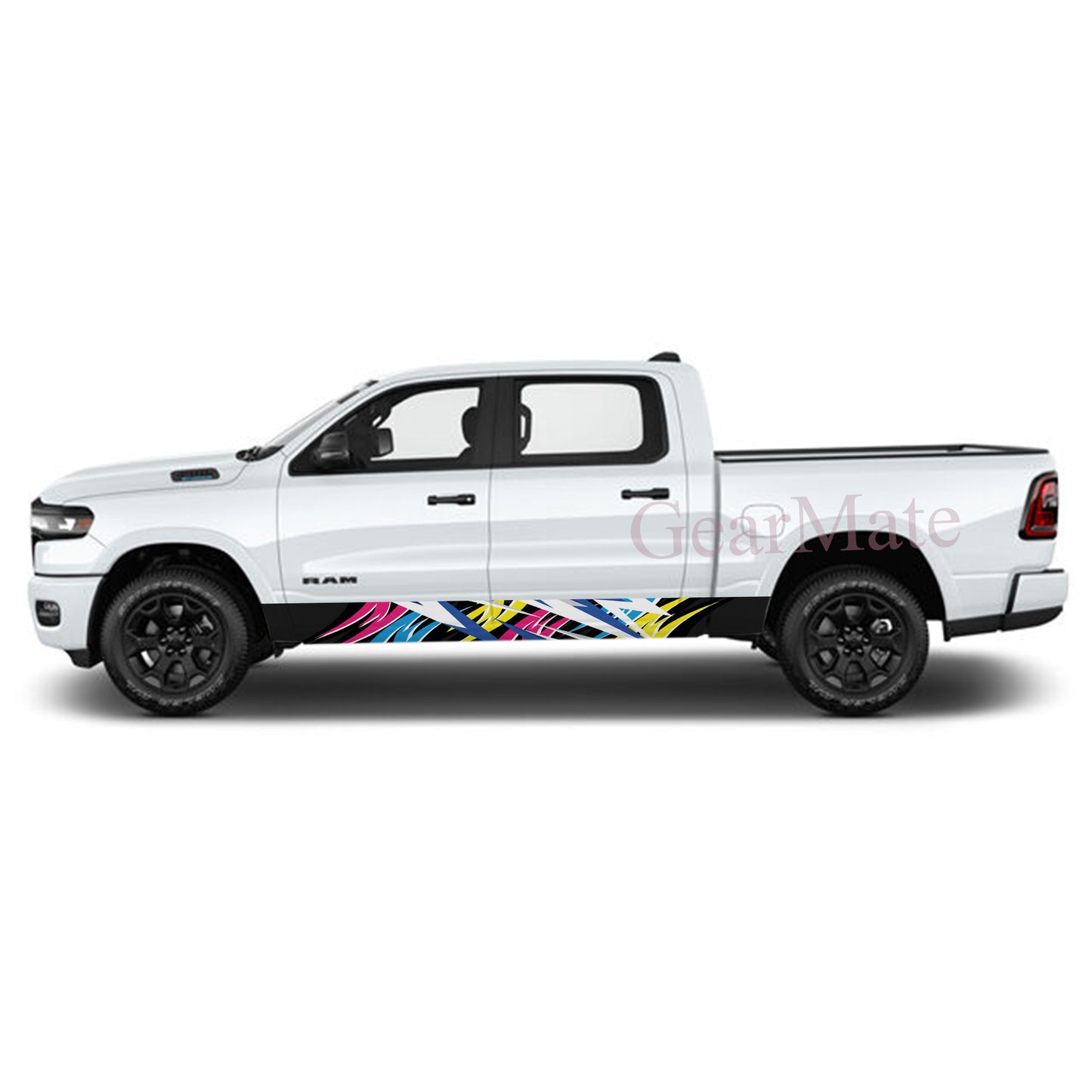 Racing Abstract Rocker Panel Graphic Decal Kit (Left & Right Sides) - High Quality Vinyl for Trucks & SUVs