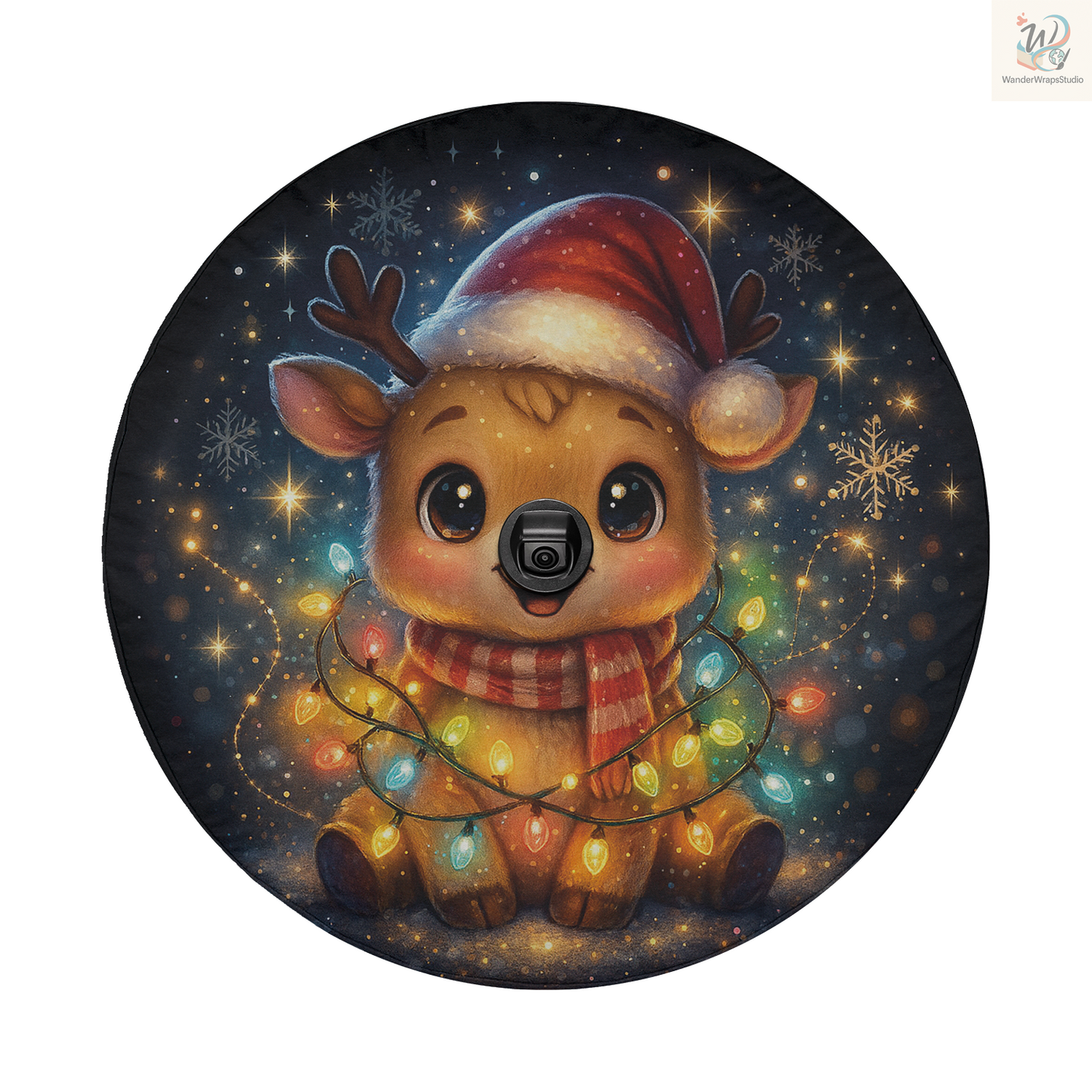 Cute Reindeer Spare Tire Cover – Waterproof UV Resistant Protector with Camera Hole