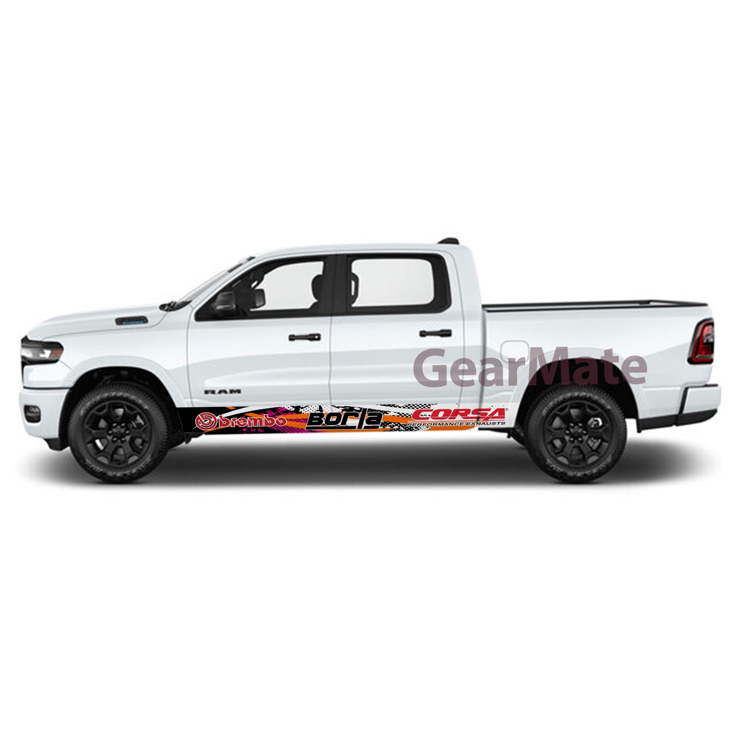 Racing Pink Brembo Rocker Panel Graphic Decal Kit (Left & Right Sides) - High Quality Vinyl for Trucks & SUVs