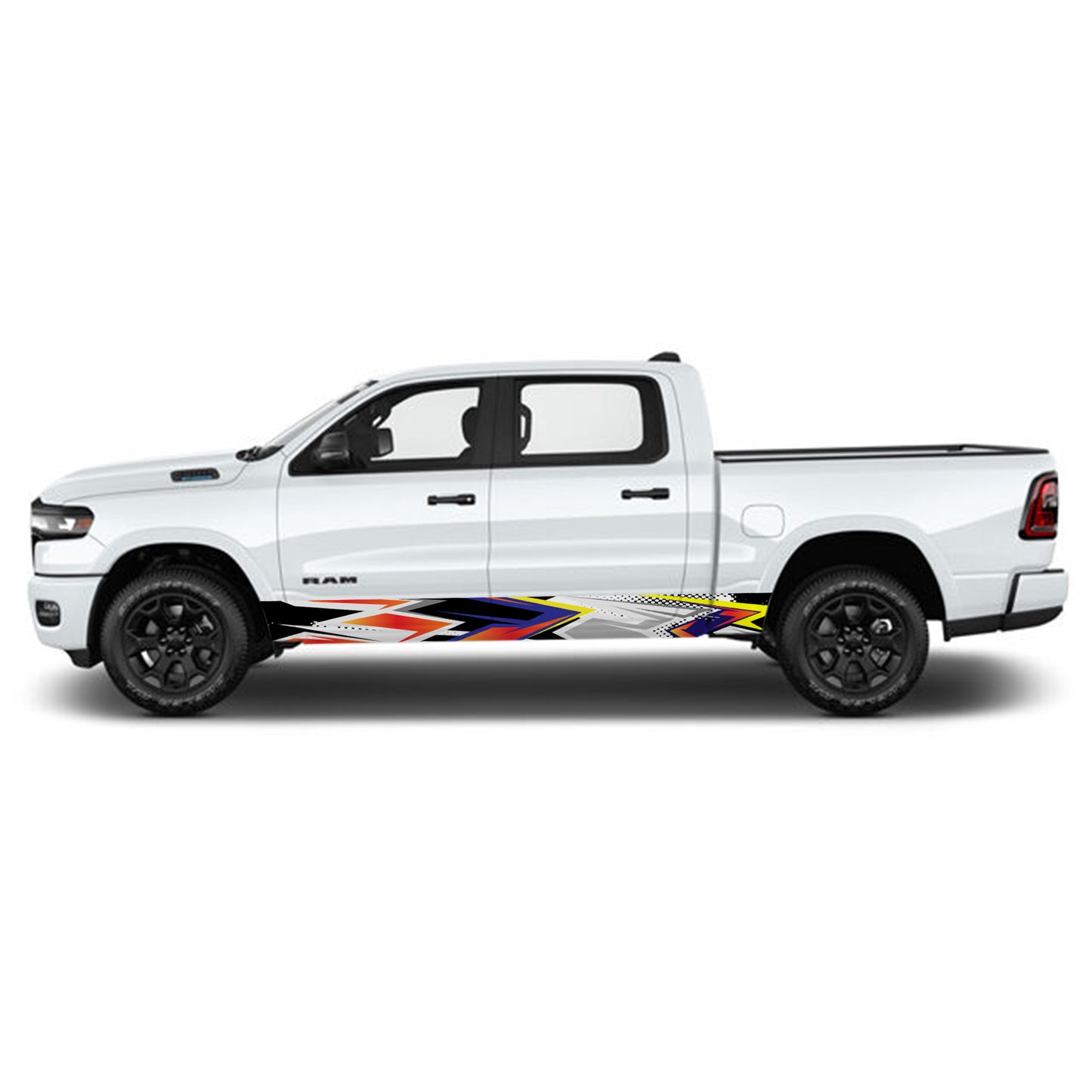 Orange Blue Rocker Panel Graphic Decal Kit (Left & Right Sides) - High Quality Vinyl for Trucks & SUVs