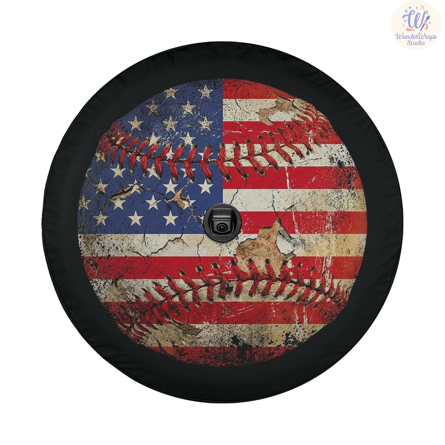Grunge Baseball Spare Tire Cover – Waterproof UV Resistant Protector with Camera Hole