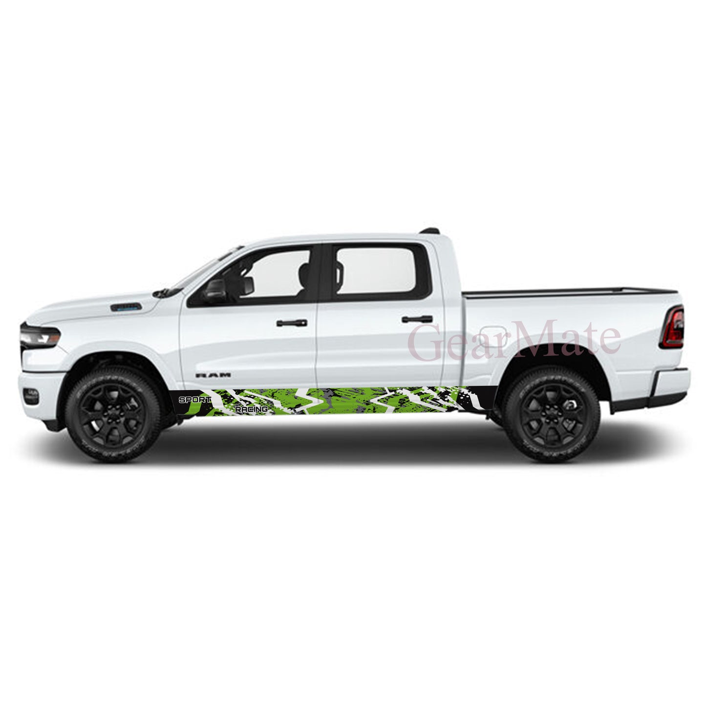 Sport Racing Green Black Rocker Panel Graphic Decal Kit (Left & Right Sides) - High Quality Vinyl for Trucks & SUVs