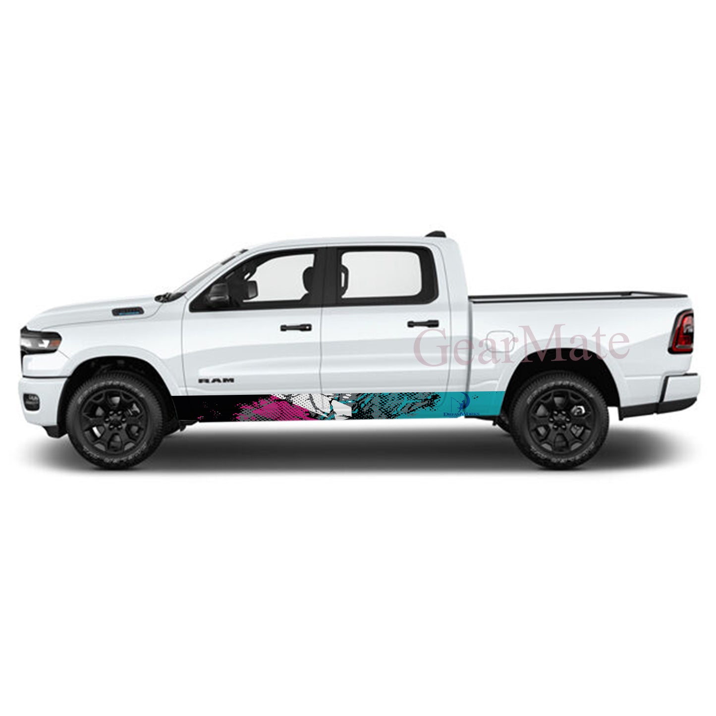 Sport Pink Green Dreamworks Animation Rocker Panel Graphic Decal Kit (Left & Right Sides) - High Quality Vinyl for Trucks & SUVs