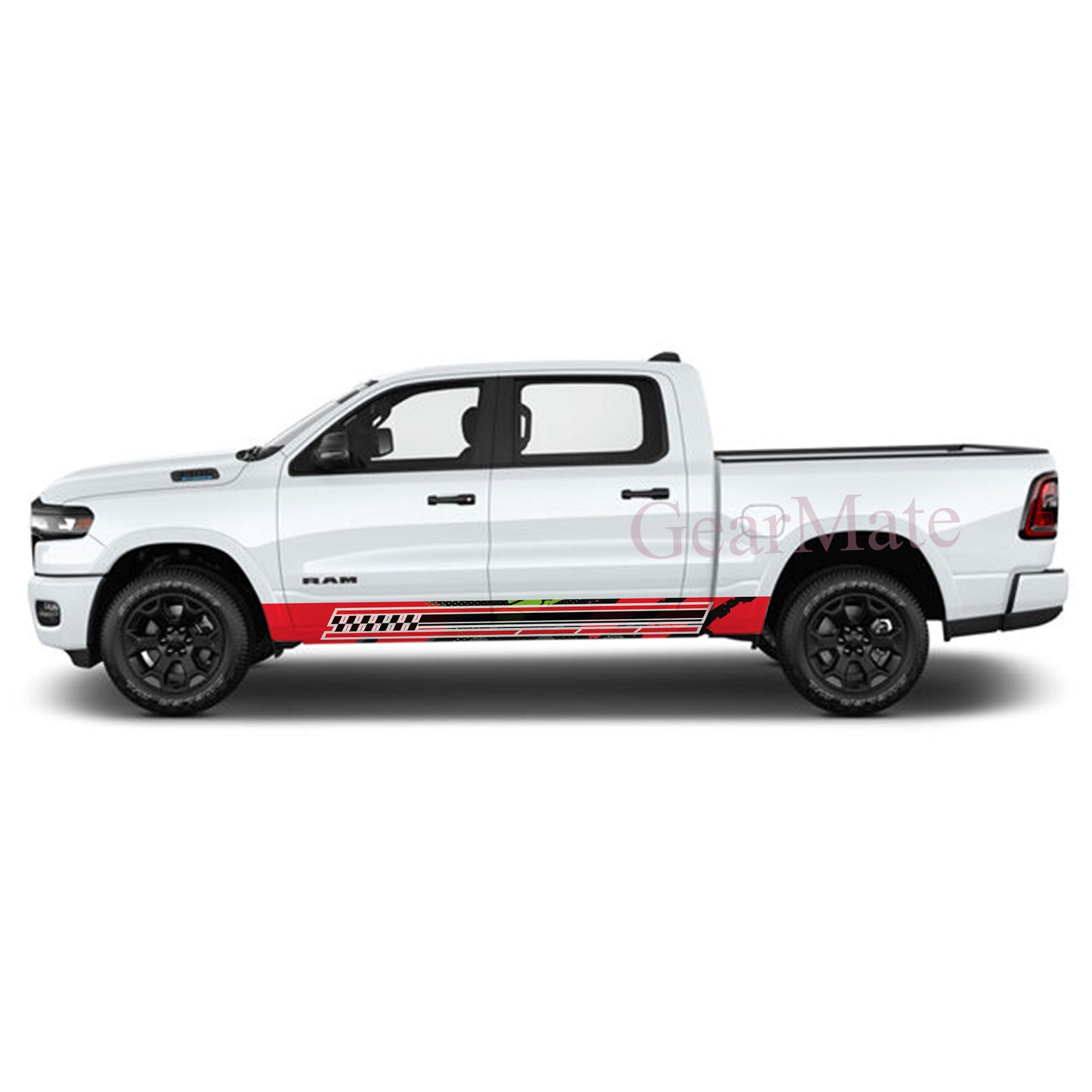 Racing Fire Rocker Panel Graphic Decal Kit (Left & Right Sides) - High Quality Vinyl for Trucks & SUVs