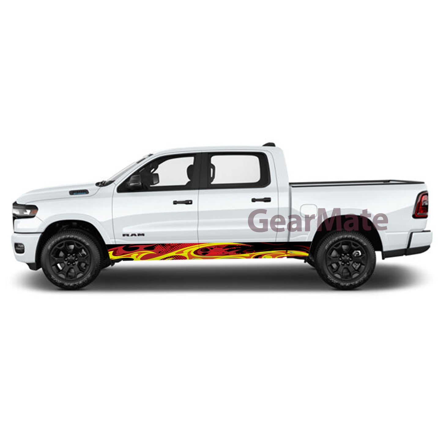 Racing Fire Red Panel Graphic Decal Kit (Left & Right Sides) - High Quality Vinyl for Trucks & SUVs