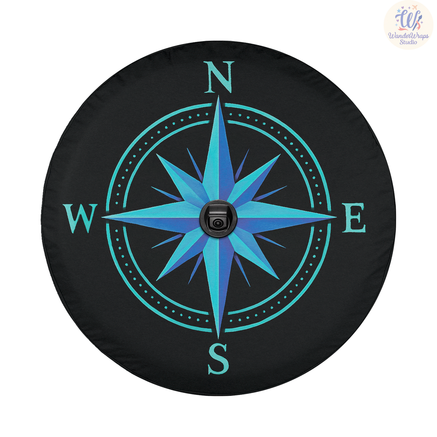 Nautical Compass Spare Tire Cover – Waterproof UV Resistant Protector with Camera Hole