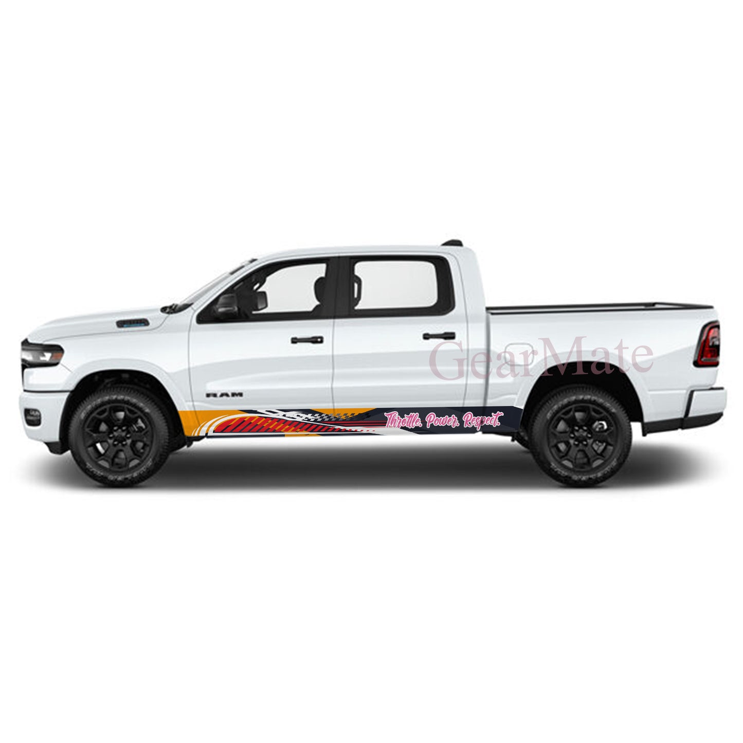 Throttle Power Respect Rocker Panel Graphic Decal Kit (Left & Right Sides) - High Quality Vinyl for Trucks & SUVs
