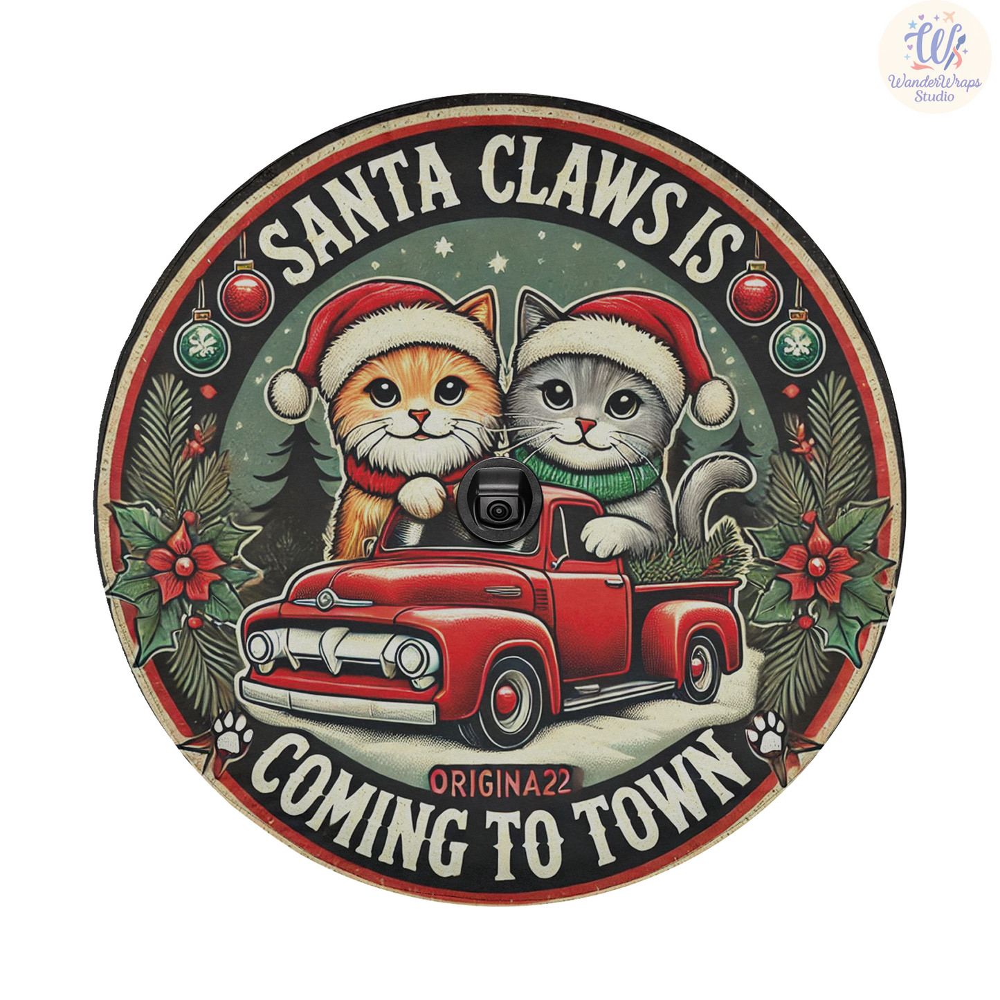 Santa Claws Spare Tire Cover – Waterproof UV Resistant Protector with Camera Hole