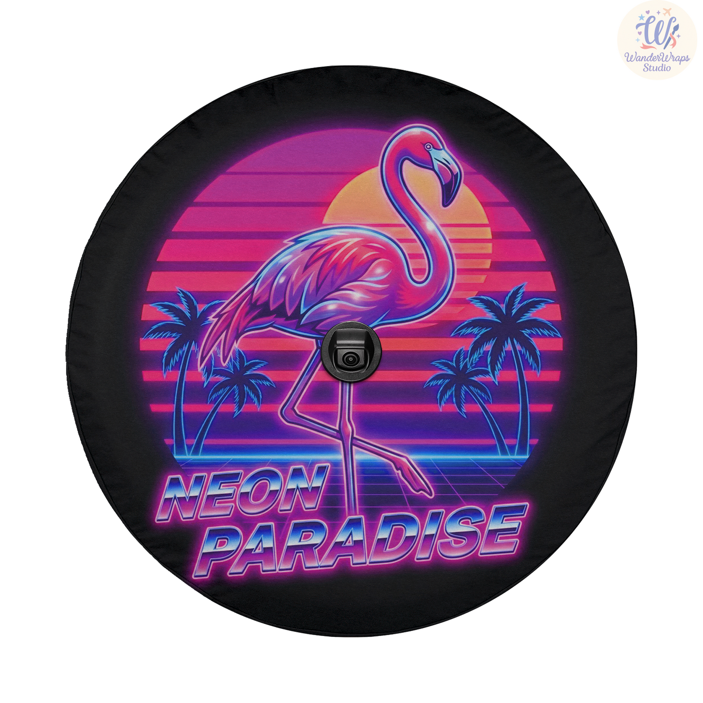 Neon Paradise Spare Tire Cover – Waterproof UV Resistant Protector with Camera Hole