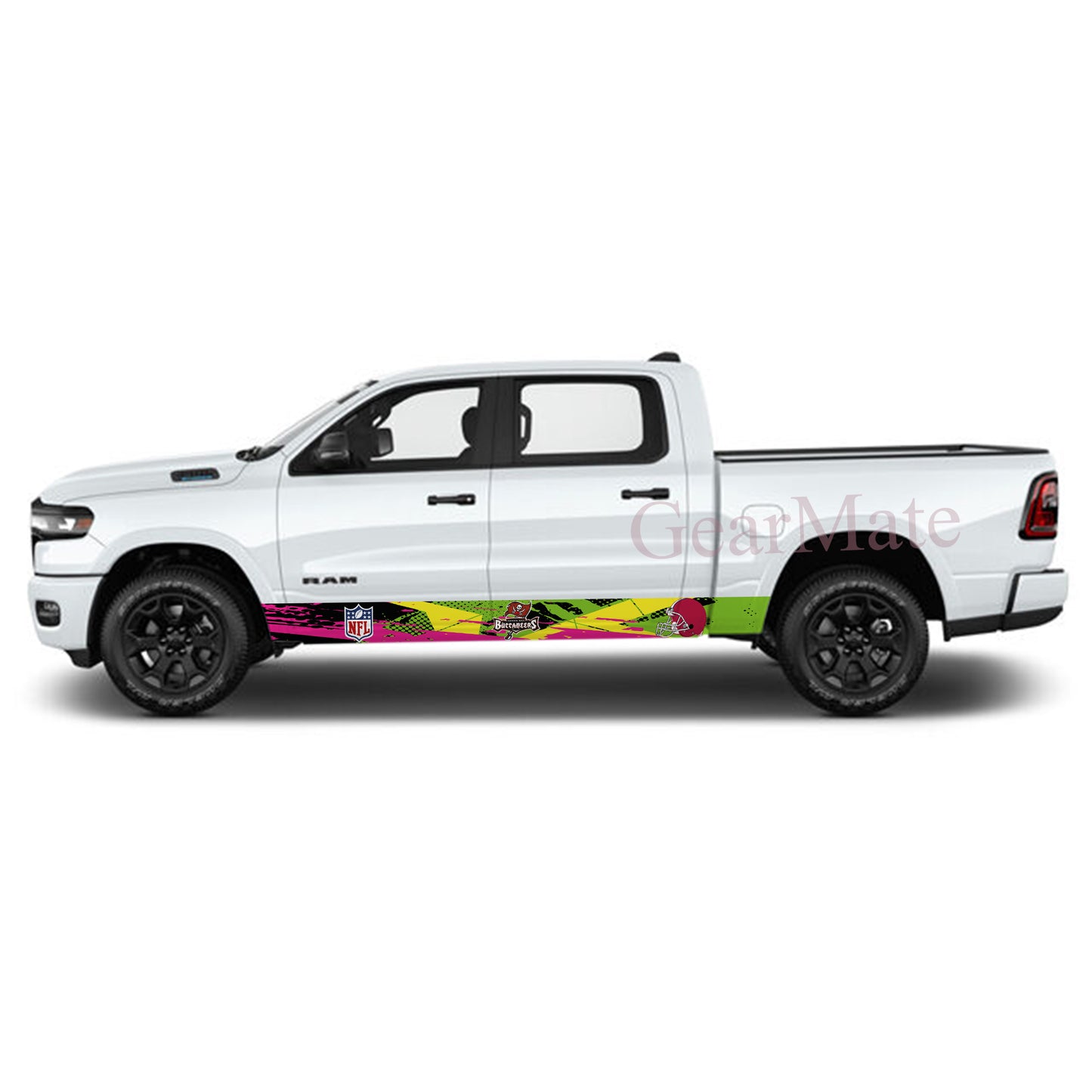 NFL Tampa Bay Buccaneers 2 Rocker Panel Graphic Decal Kit (Left & Right Sides) - High Quality Vinyl for Trucks & SUVs