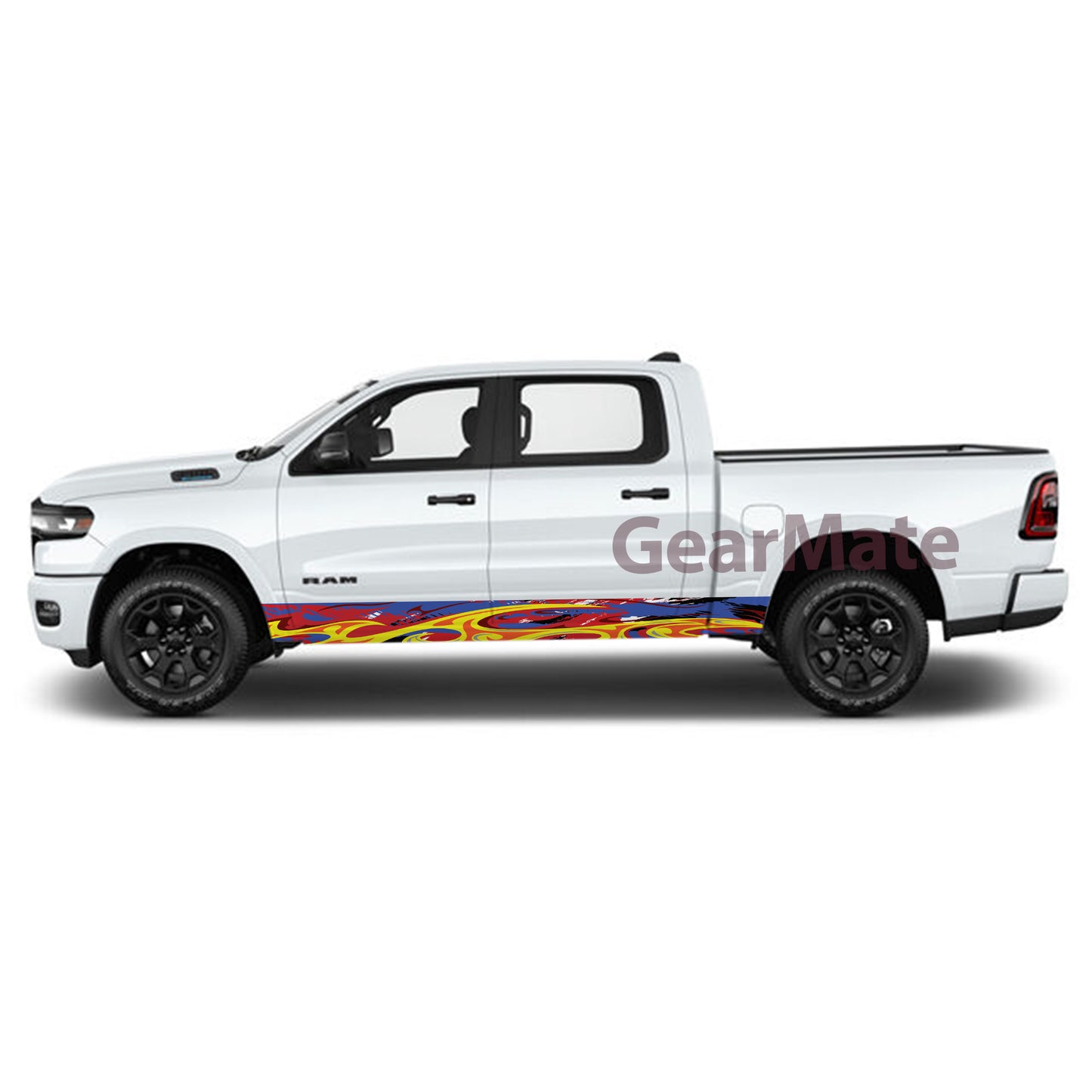 Sport Fire Blue Rocker Panel Graphic Decal Kit (Left & Right Sides) - High Quality Vinyl for Trucks & SUVs