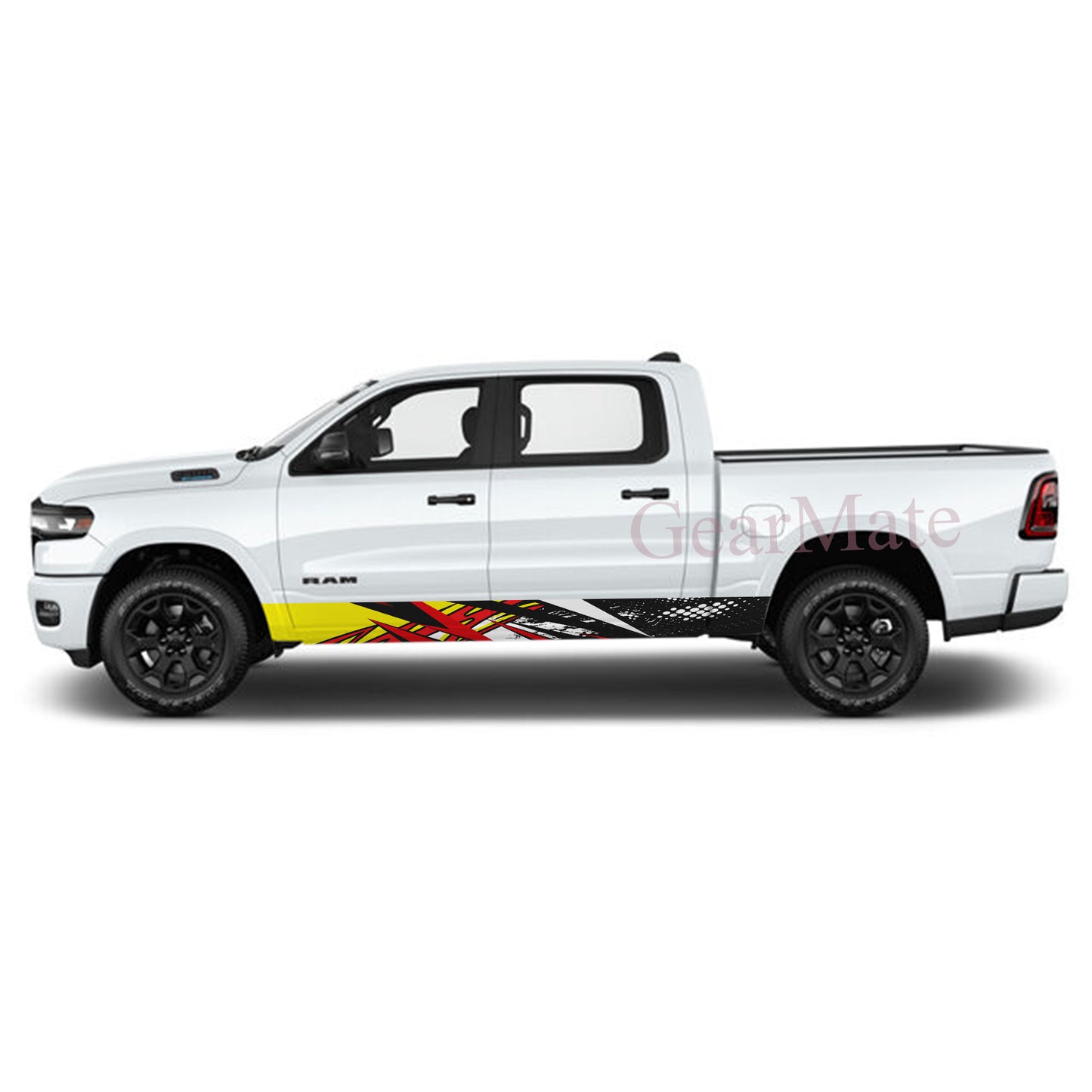 Racing Stripe Bolt Red Rocker Panel Graphic Decal Kit (Left & Right Sides) - High Quality Vinyl for Trucks & SUVs