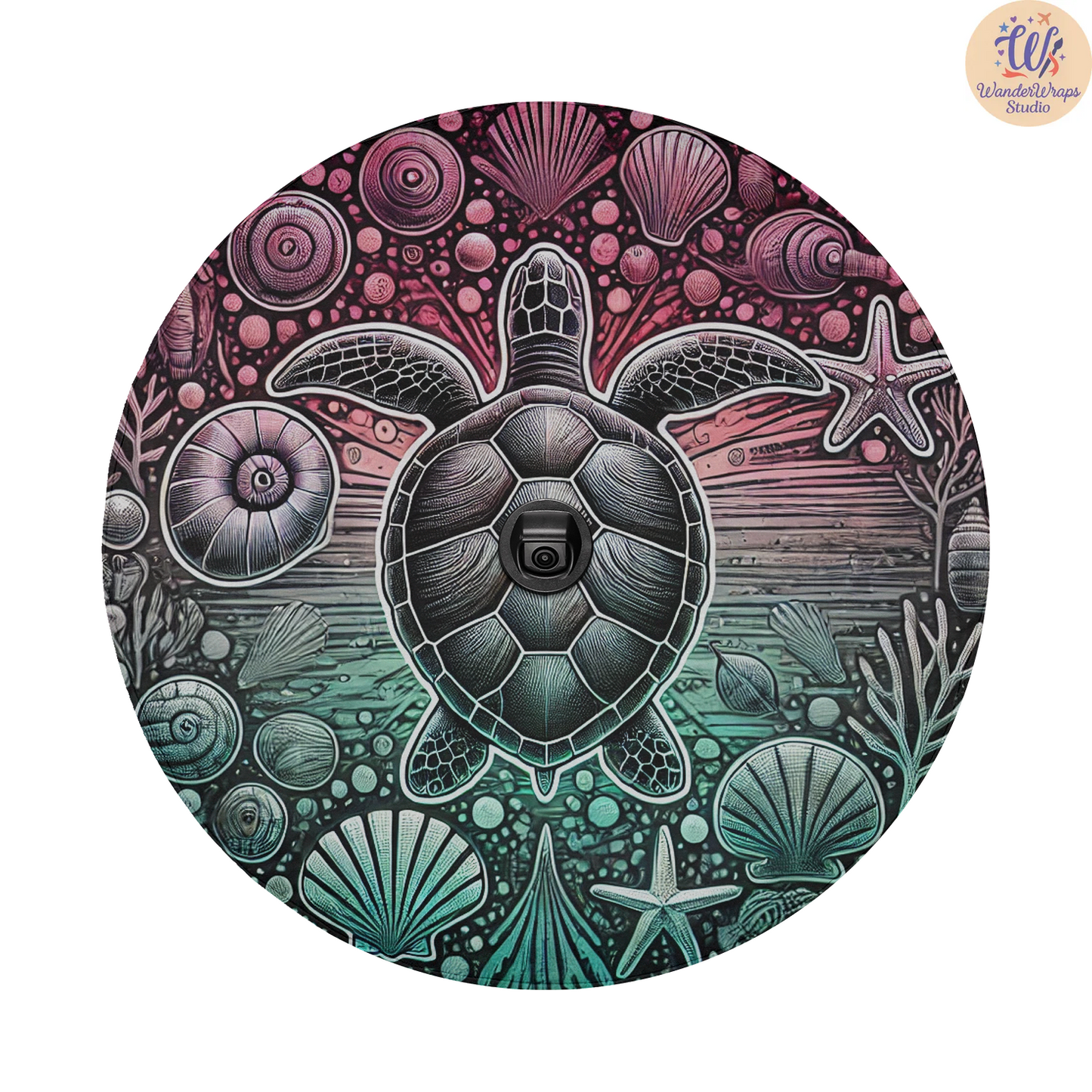 Sea Turtle Spare Tire Cover – Waterproof UV Resistant Protector with Camera Hole