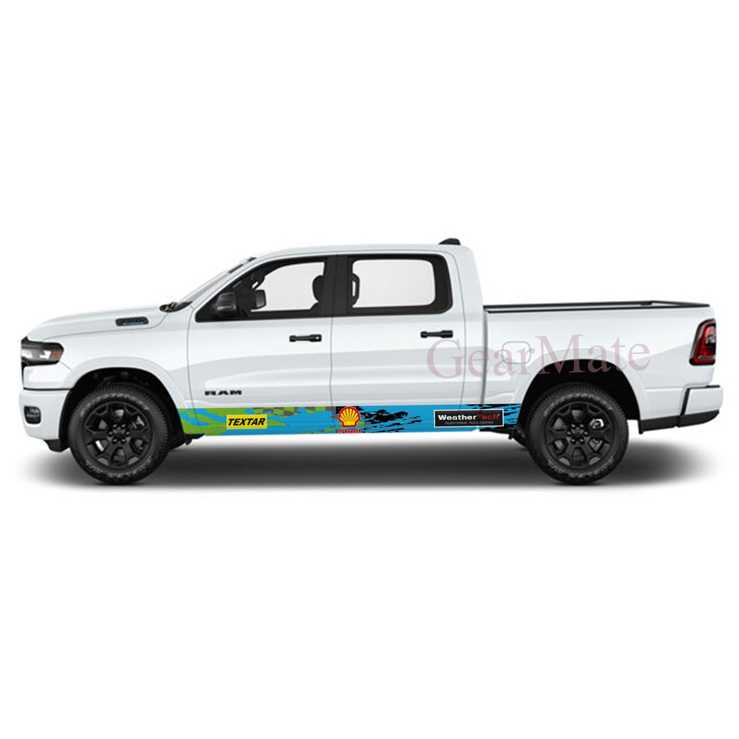 Racing Green Blue Shell Rocker Panel Graphic Decal Kit (Left & Right Sides) - High Quality Vinyl for Trucks & SUVs