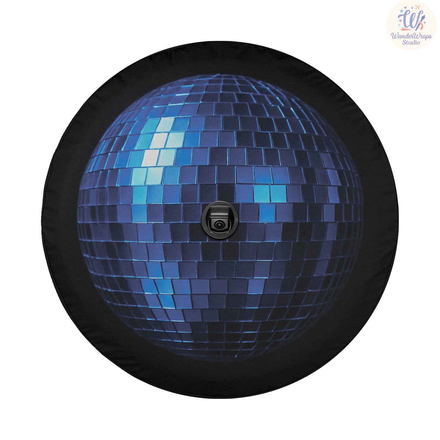 Blue Disco Ball Spare Tire Cover – Waterproof UV Resistant Protector with Camera Hole