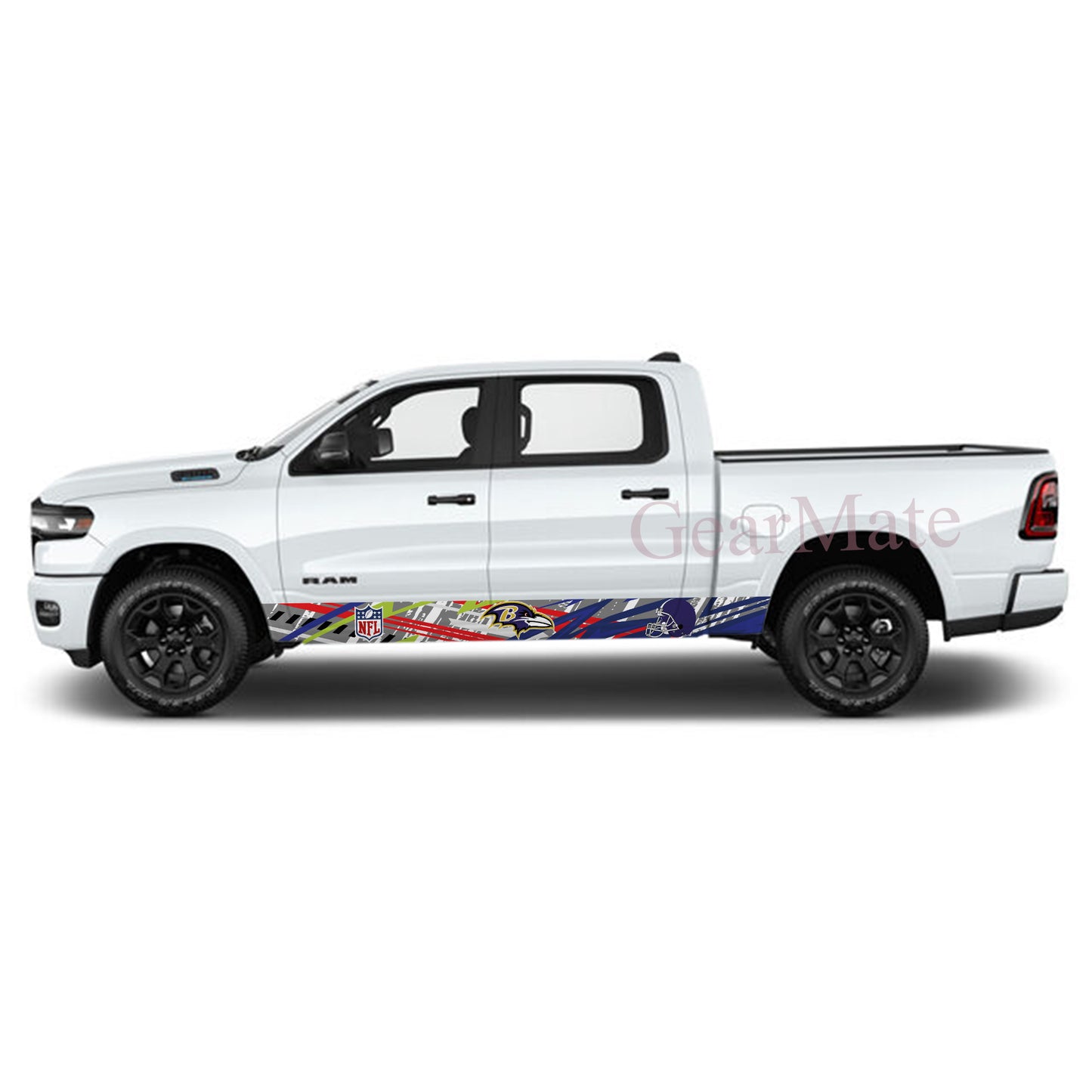 NFL Baltimore Ravens Rocker Panel Graphic Decal Kit (Left & Right Sides) - High Quality Vinyl for Trucks & SUVs
