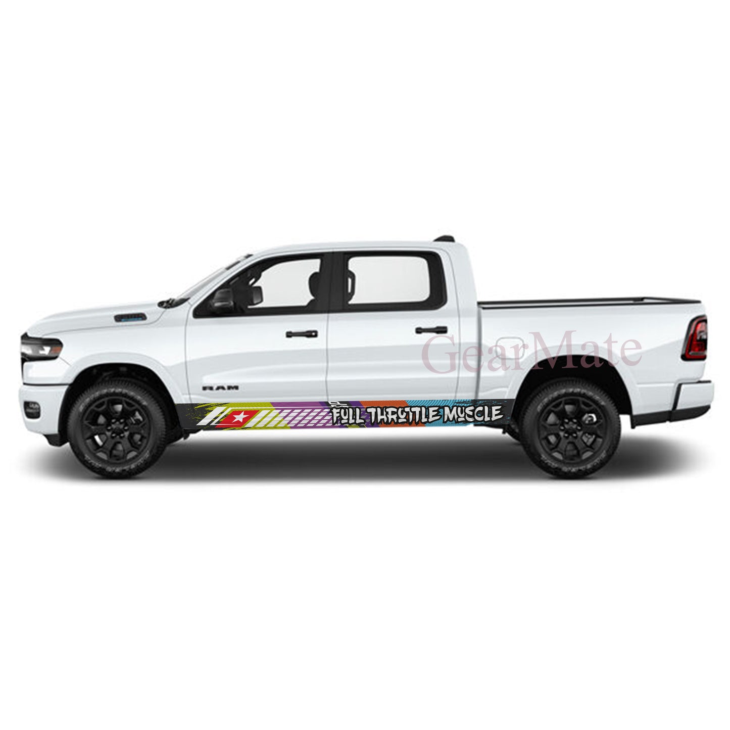 Full Throttle Muscle Rocker Panel Graphic Decal Kit (Left & Right Sides) - High Quality Vinyl for Trucks & SUVs