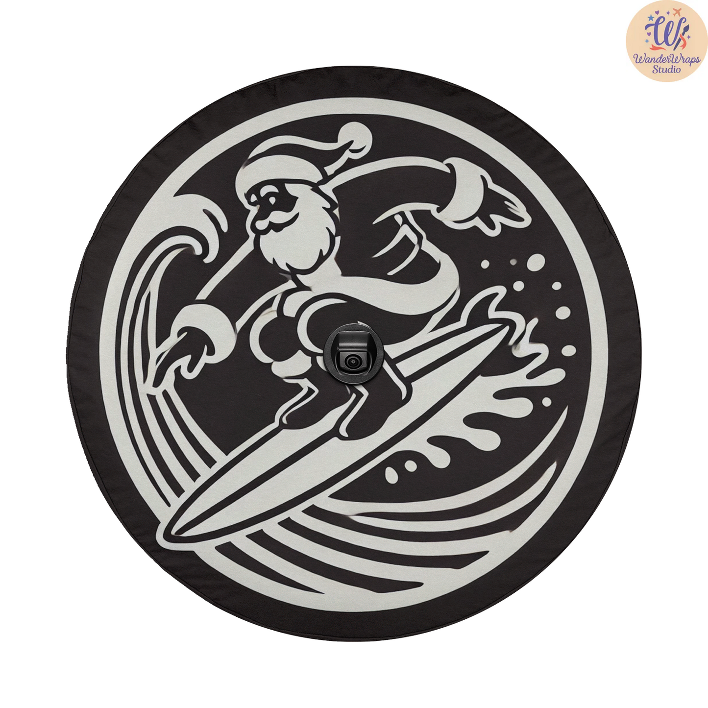 Surfing Santa Spare Tire Cover – Waterproof UV Resistant Protector with Camera Hole