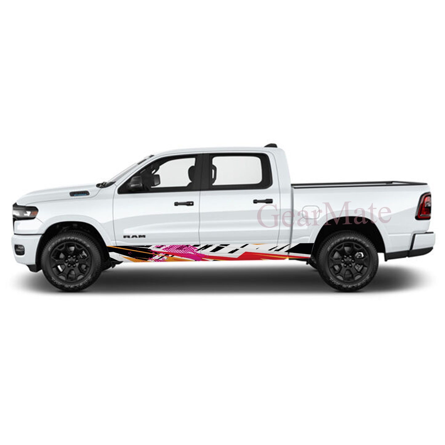 Racing Pink Black Panel Graphic Decal Kit (Left & Right Sides) - High Quality Vinyl for Trucks & SUVs