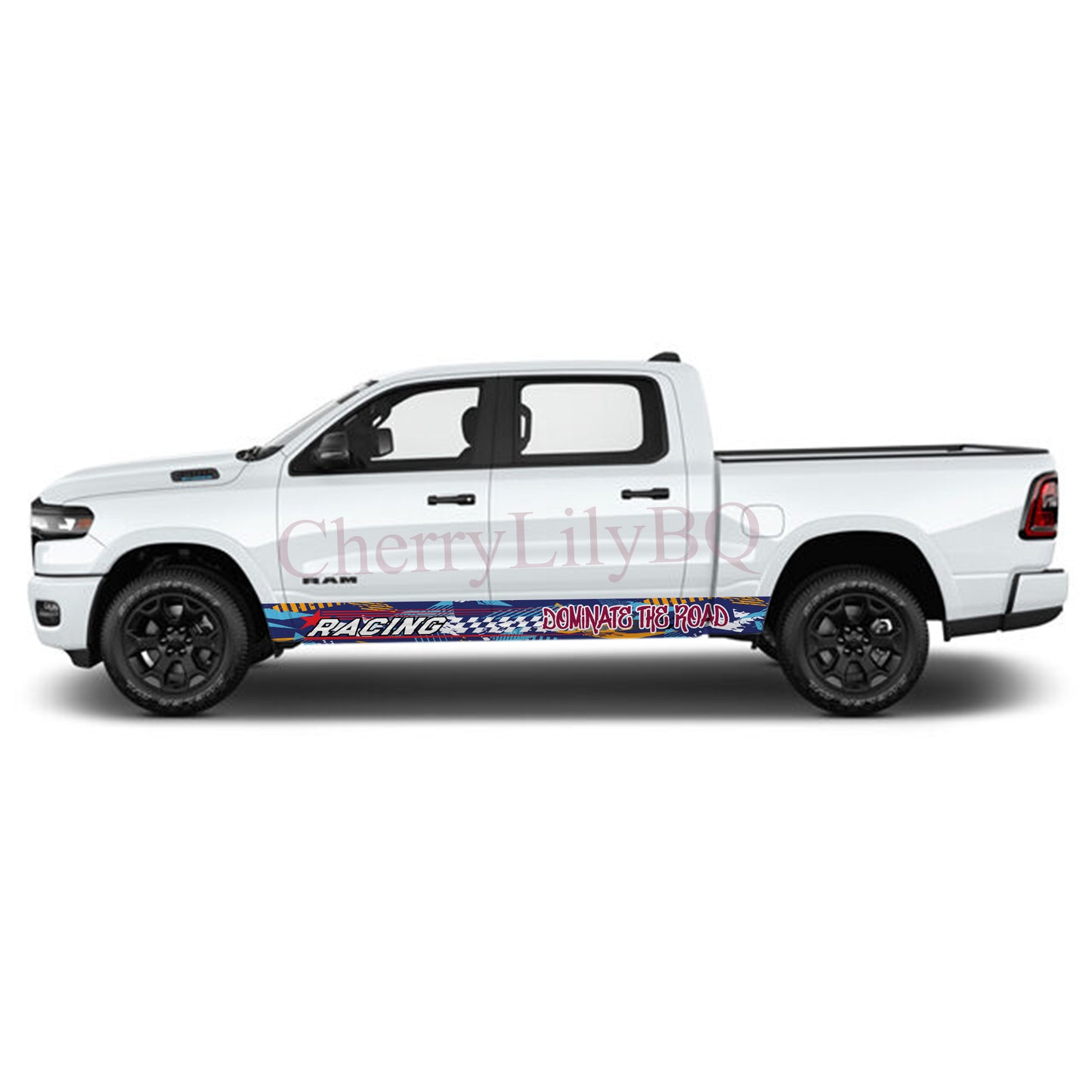 Dominate the Road Rocker Panel Graphic Decal Kit (Left & Right Sides) - High Quality Vinyl for Trucks & SUVs
