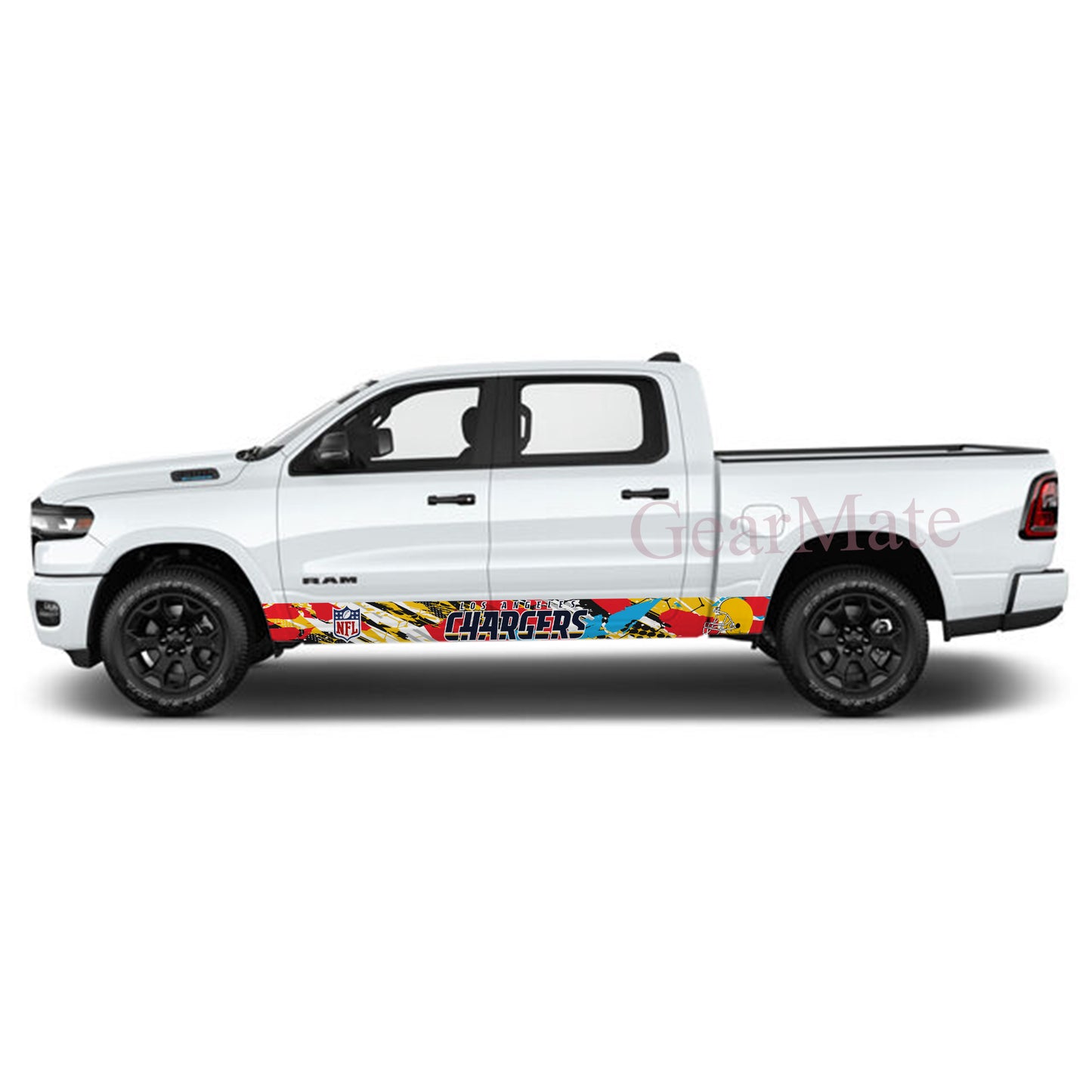NFL Los Angeles Chargers 1 Rocker Panel Graphic Decal Kit (Left & Right Sides) - High Quality Vinyl for Trucks & SUVs