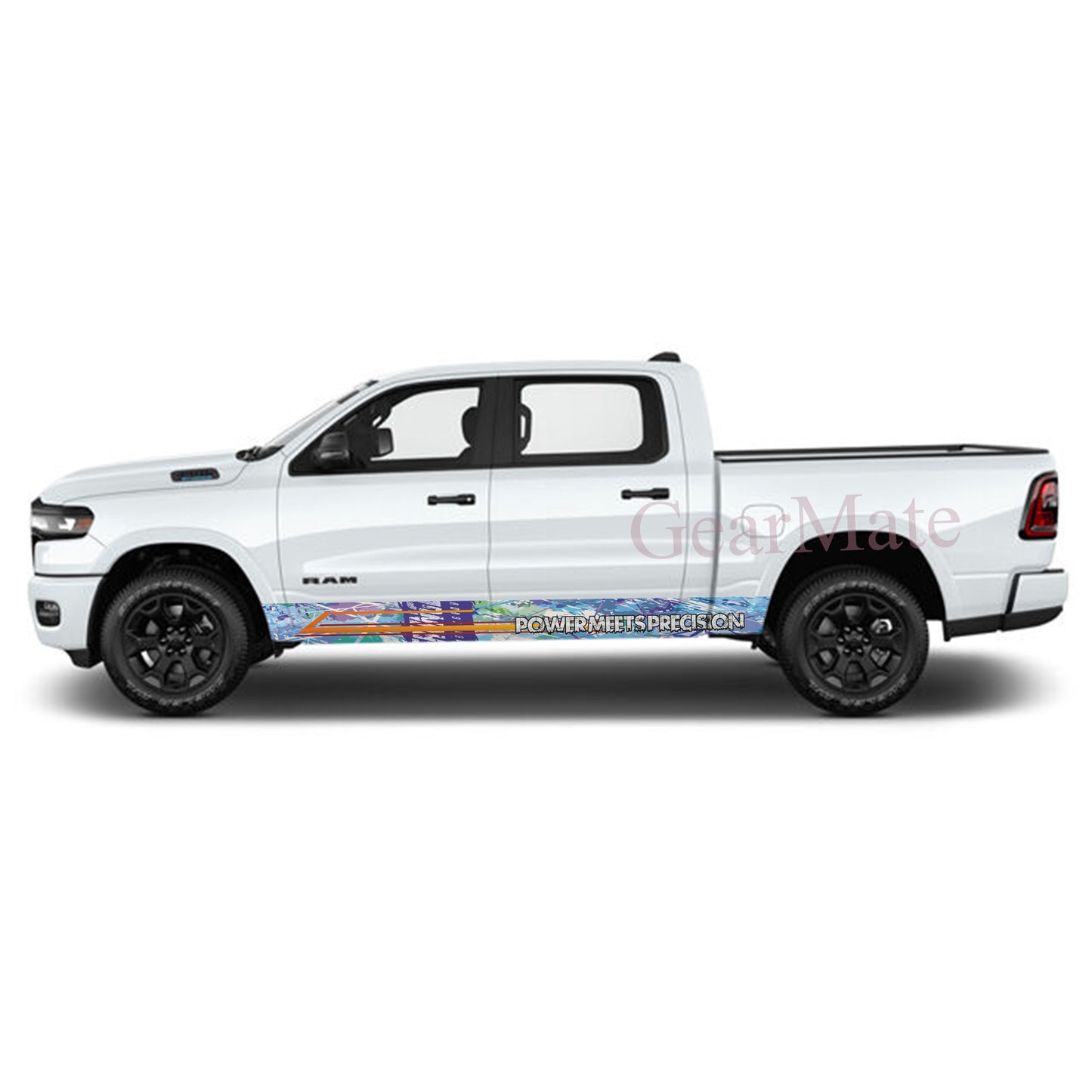 Power Meets Precision Rocker Panel Graphic Decal Kit (Left & Right Sides) - High Quality Vinyl for Trucks & SUVs