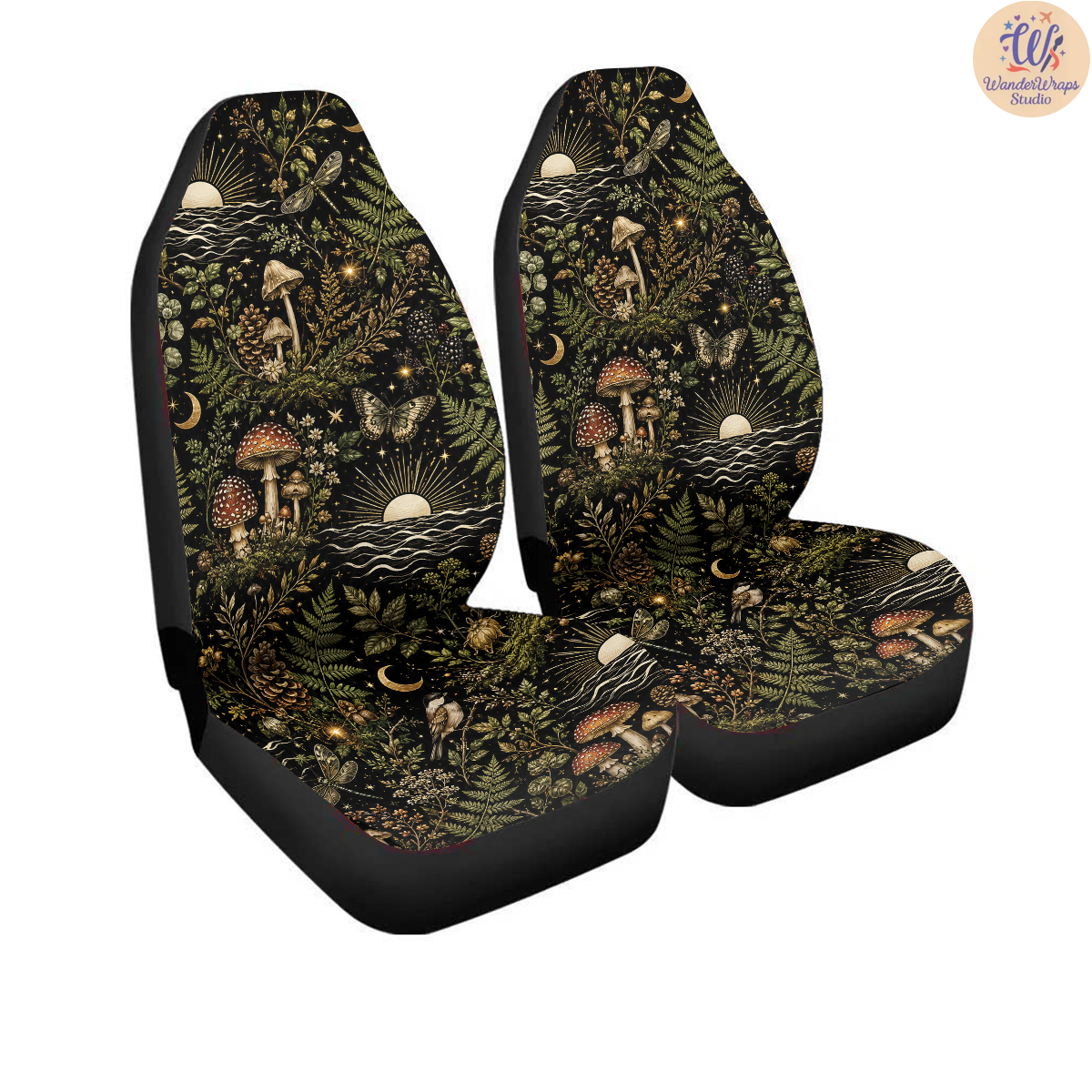 Enchanted Coastal Woodland Sunrise Car Seat Covers – High Quality Graphic and Polar Fleece Protector Set