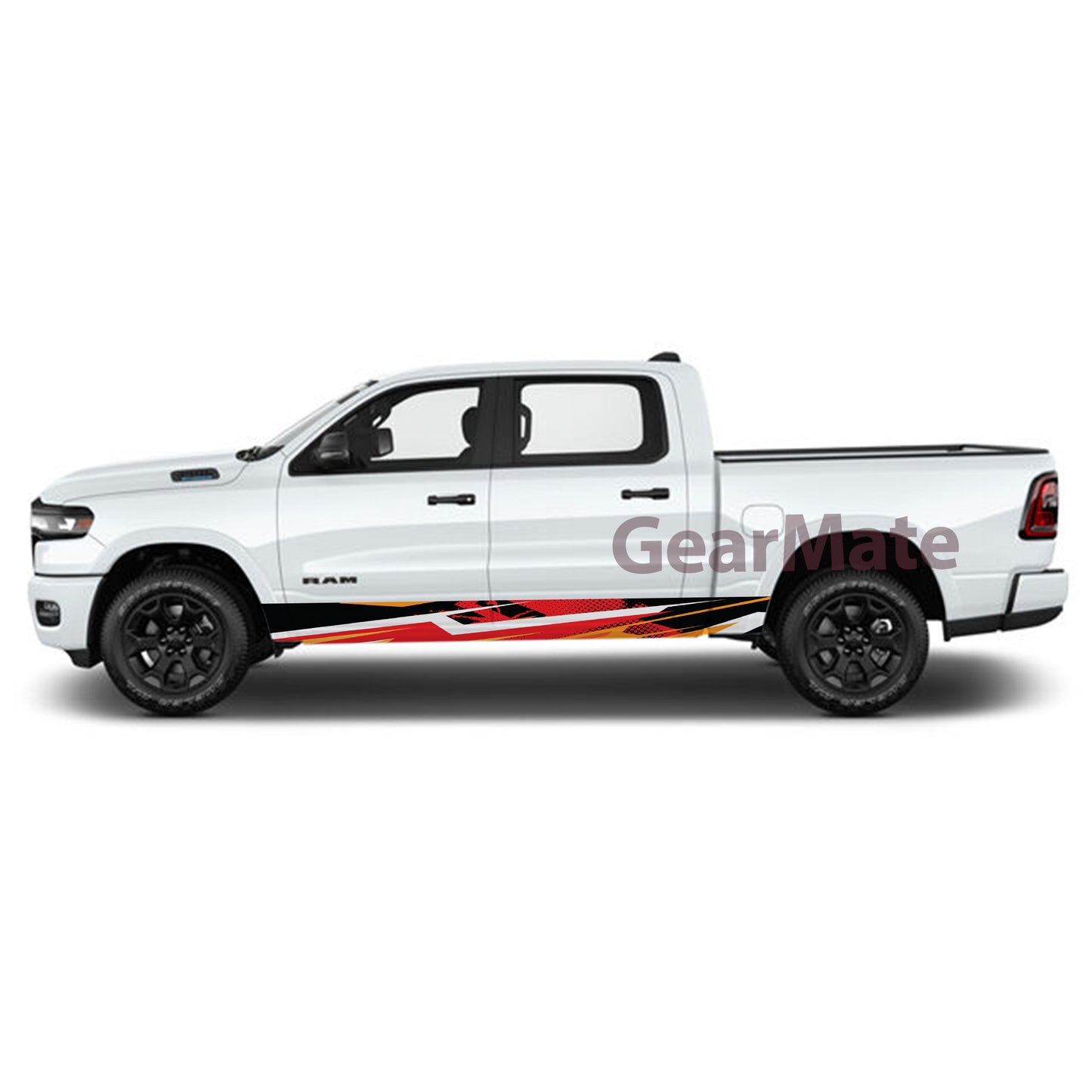 Racing Red Orange Rocker Panel Graphic Decal Kit (Left & Right Sides) - High Quality Vinyl for Trucks & SUVs
