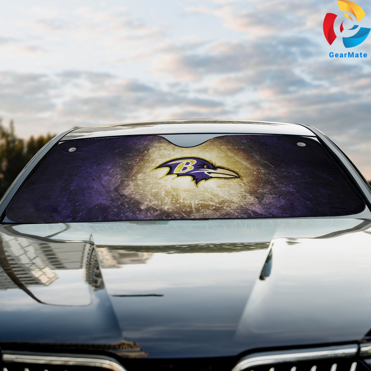 Baltimore Ravens NFL Team Reflective Car Sunshade – Premium Heat & UV Protection, Universal Fit