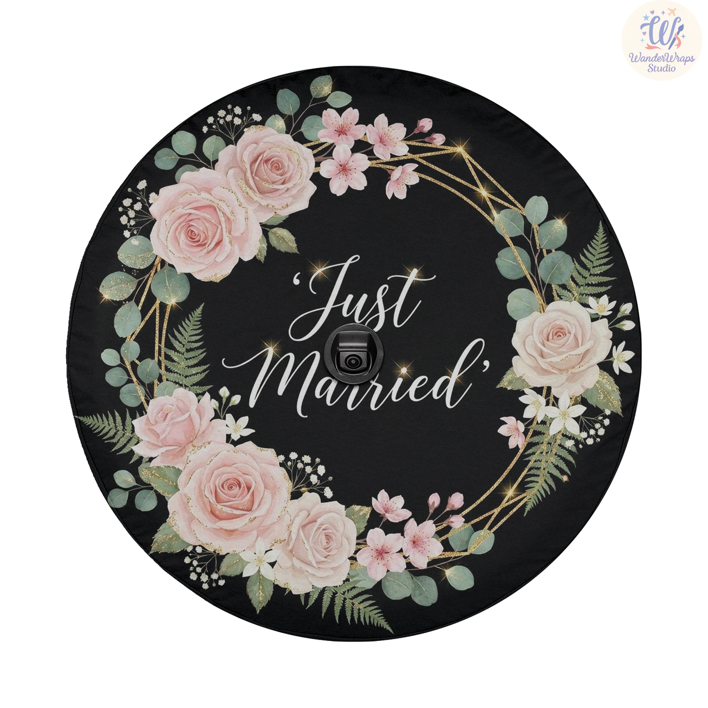 Just Married Spare Tire Cover – Waterproof UV Resistant Protector with Camera Hole