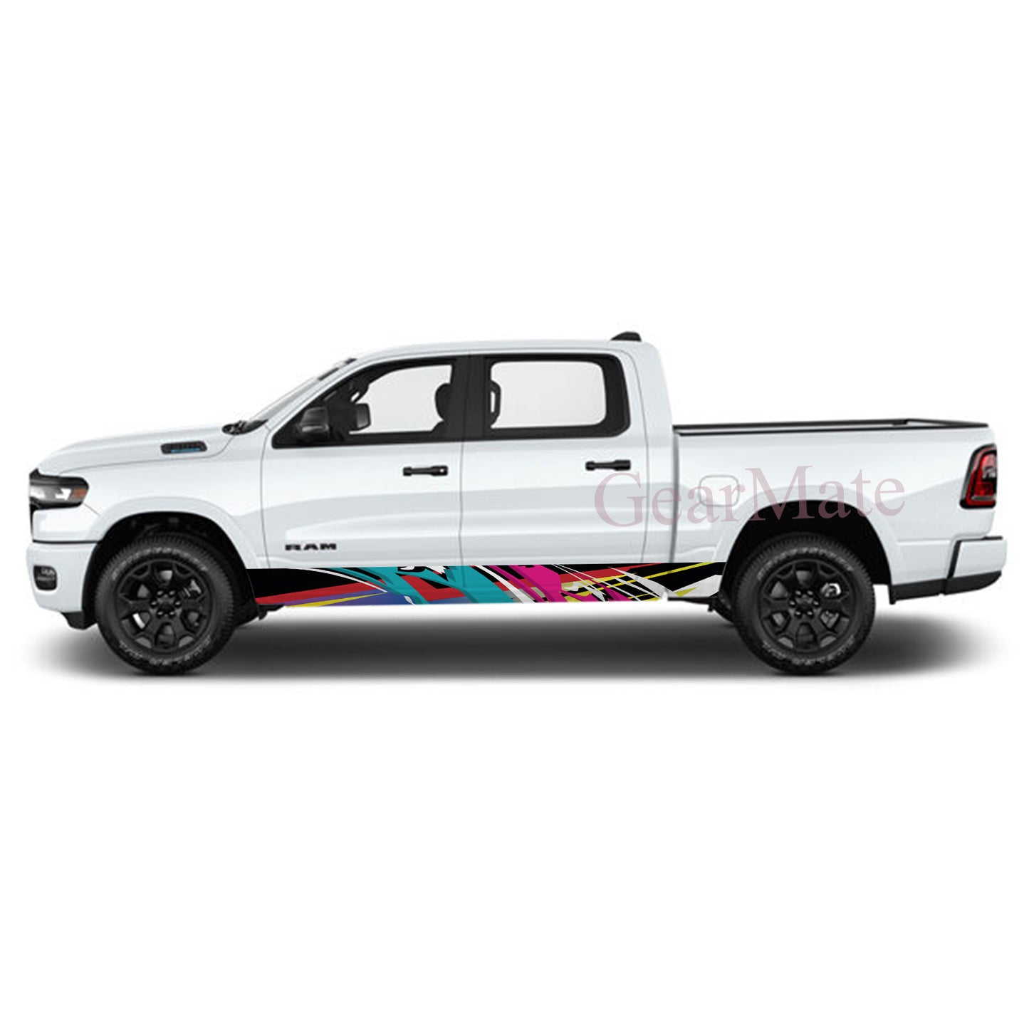 Racing Stripe Colorful Rocker Panel Graphic Decal Kit (Left & Right Sides) - High Quality Vinyl for Trucks & SUVs