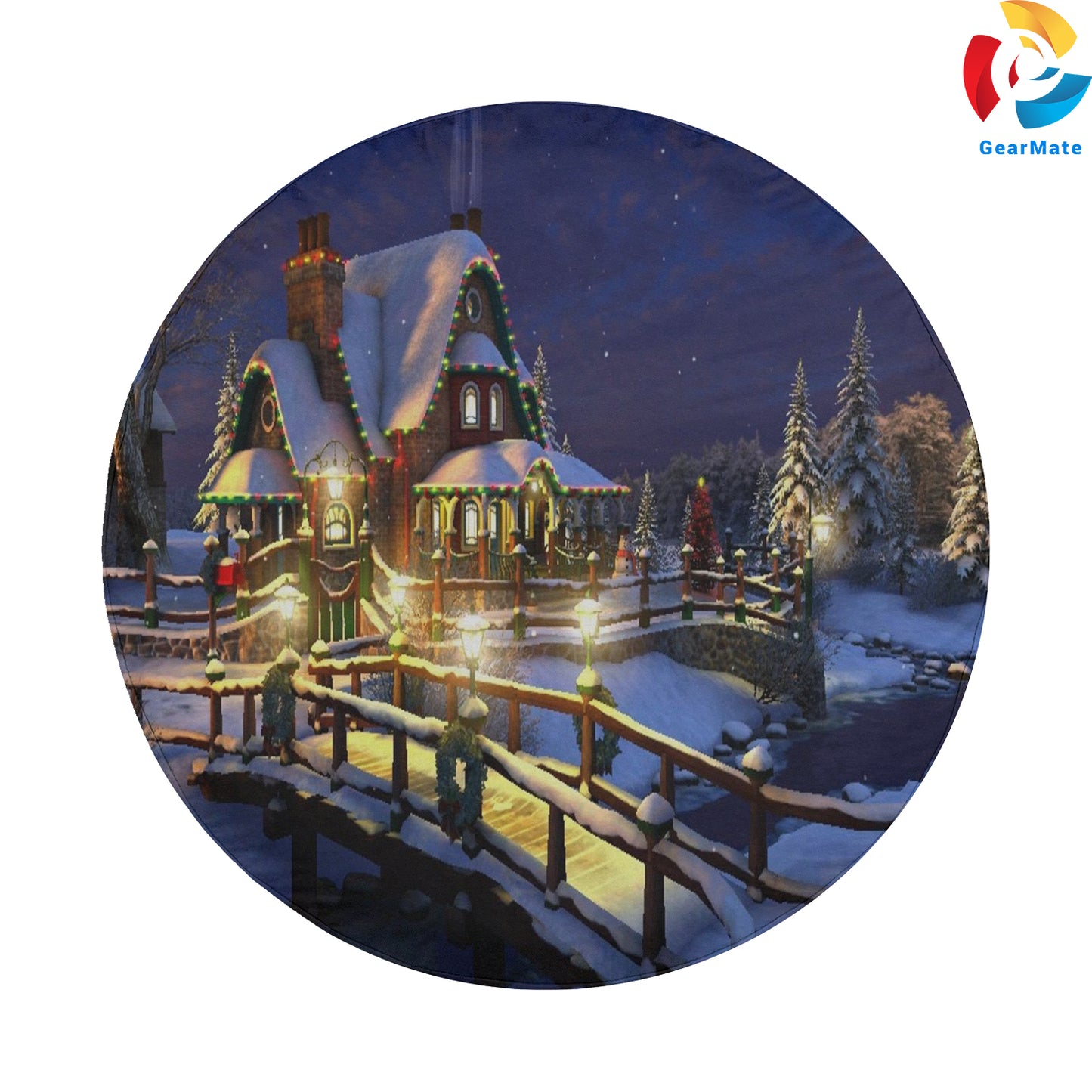 Merry Christmas 2024 House Lights Spare Tire Cover – Premium Waterproof UV Resistant Protector