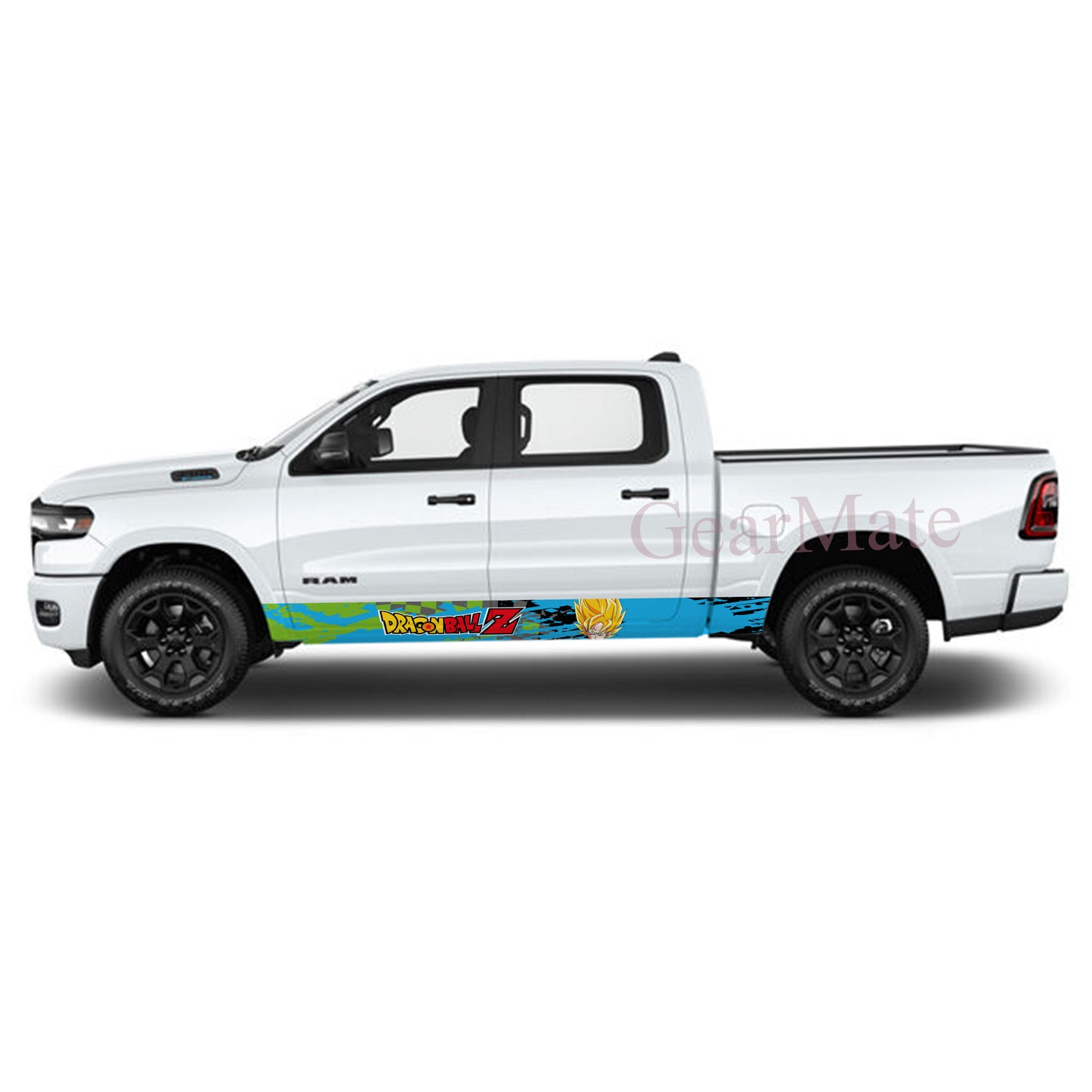 Racing Green Blue Dragon Ball Z Goku Rocker Panel Graphic Decal Kit (Left & Right Sides) - High Quality Vinyl for Trucks & SUVs