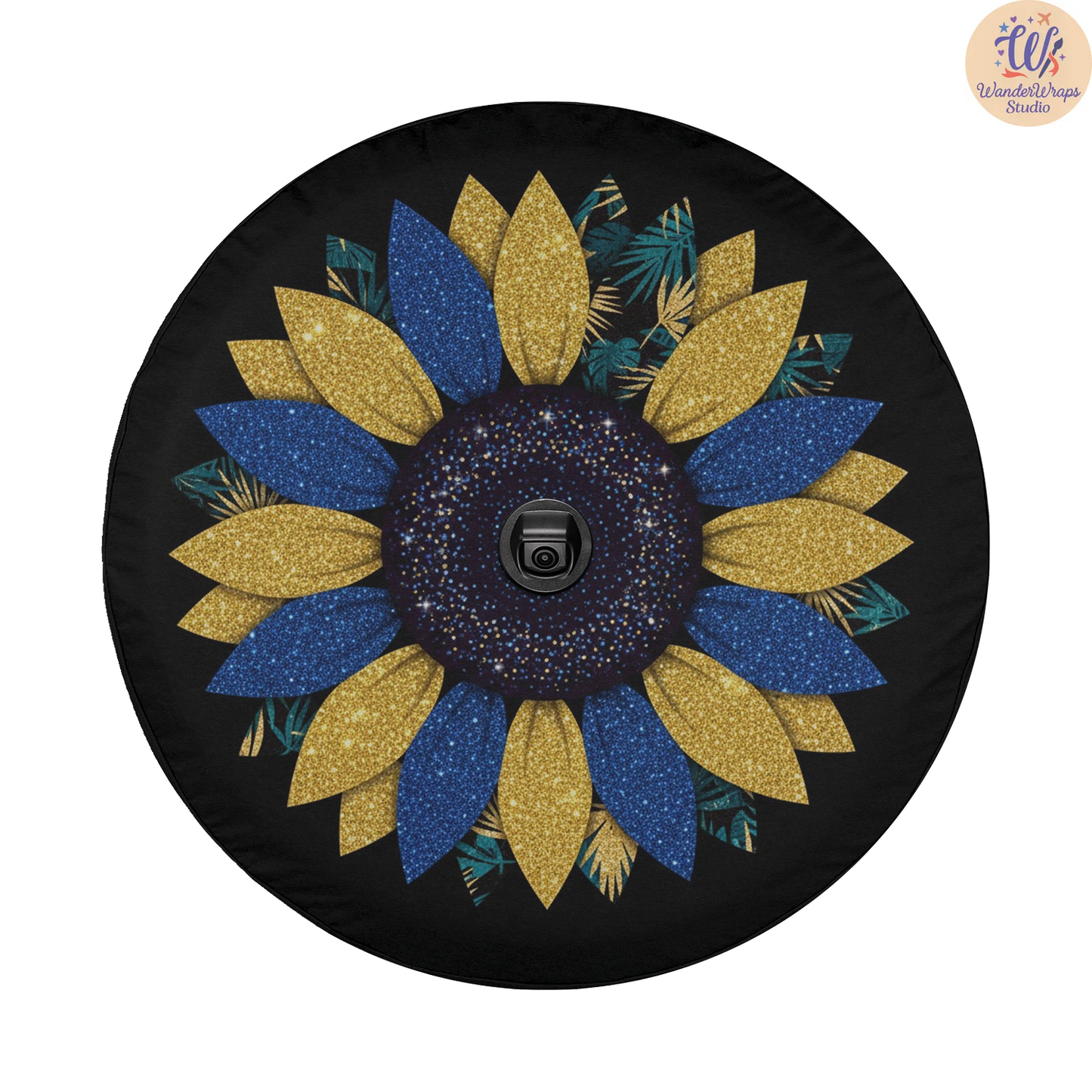 Hot Yellow Sunflower Spare Tire Cover – Waterproof UV Resistant Protector with Camera Hole