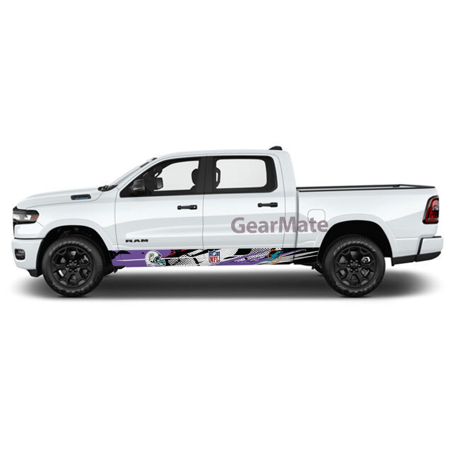NFL Miami Dolphins Rocker Panel Graphic Decal Kit (Left & Right Sides) - High Quality Vinyl for Trucks & SUVs
