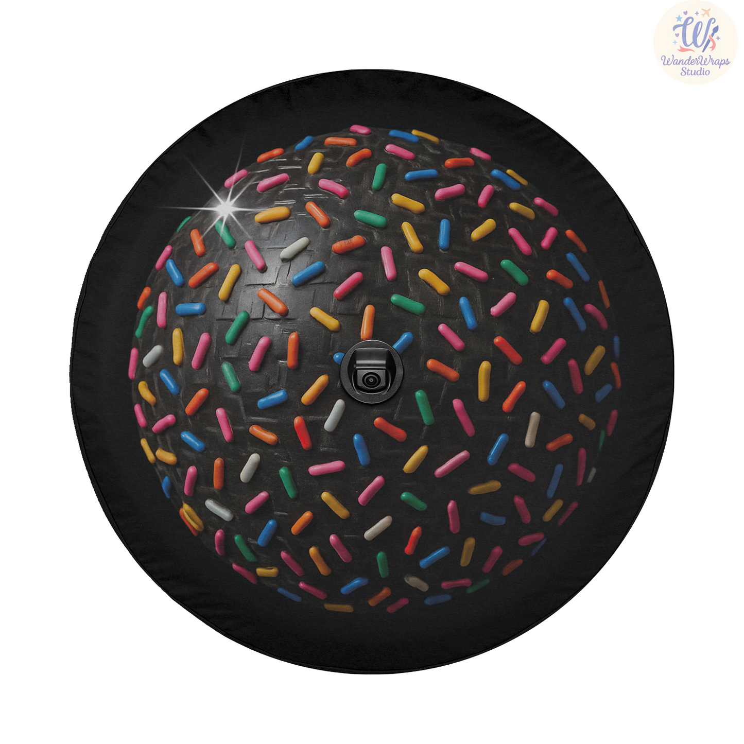 Sprinkle Disco Ball Spare Tire Cover – Waterproof UV Resistant Protector with Camera Hole