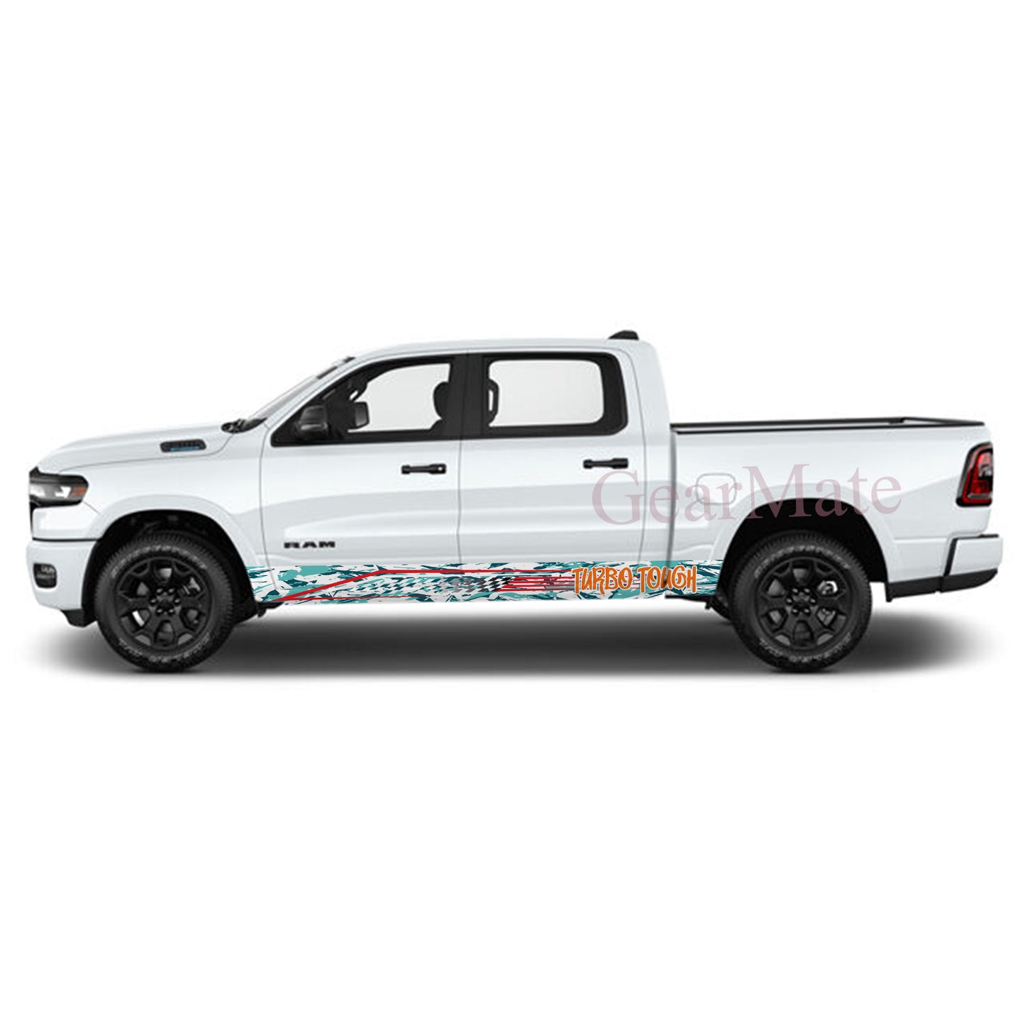 Turbo Tough Rocker Panel Graphic Decal Kit (Left & Right Sides) - High Quality Vinyl for Trucks & SUVs