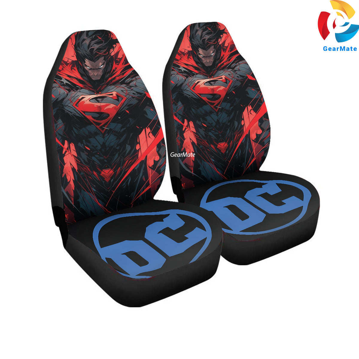DC Superman Man of Steel Car Seat Covers – High Quality Graphic and Polar Fleece Protector Set