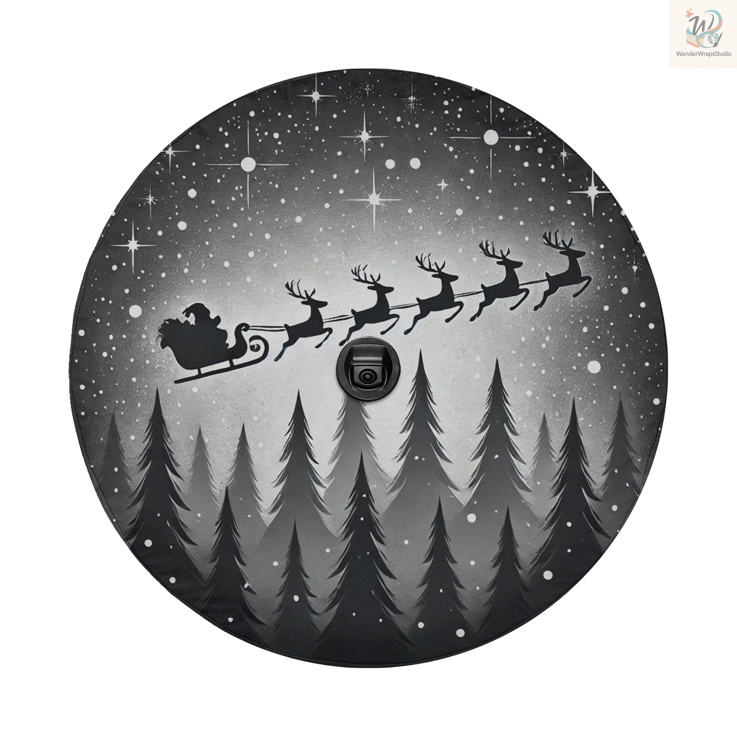 Christmas Black & White Spare Tire Cover – Waterproof UV Resistant Protector with Camera Hole